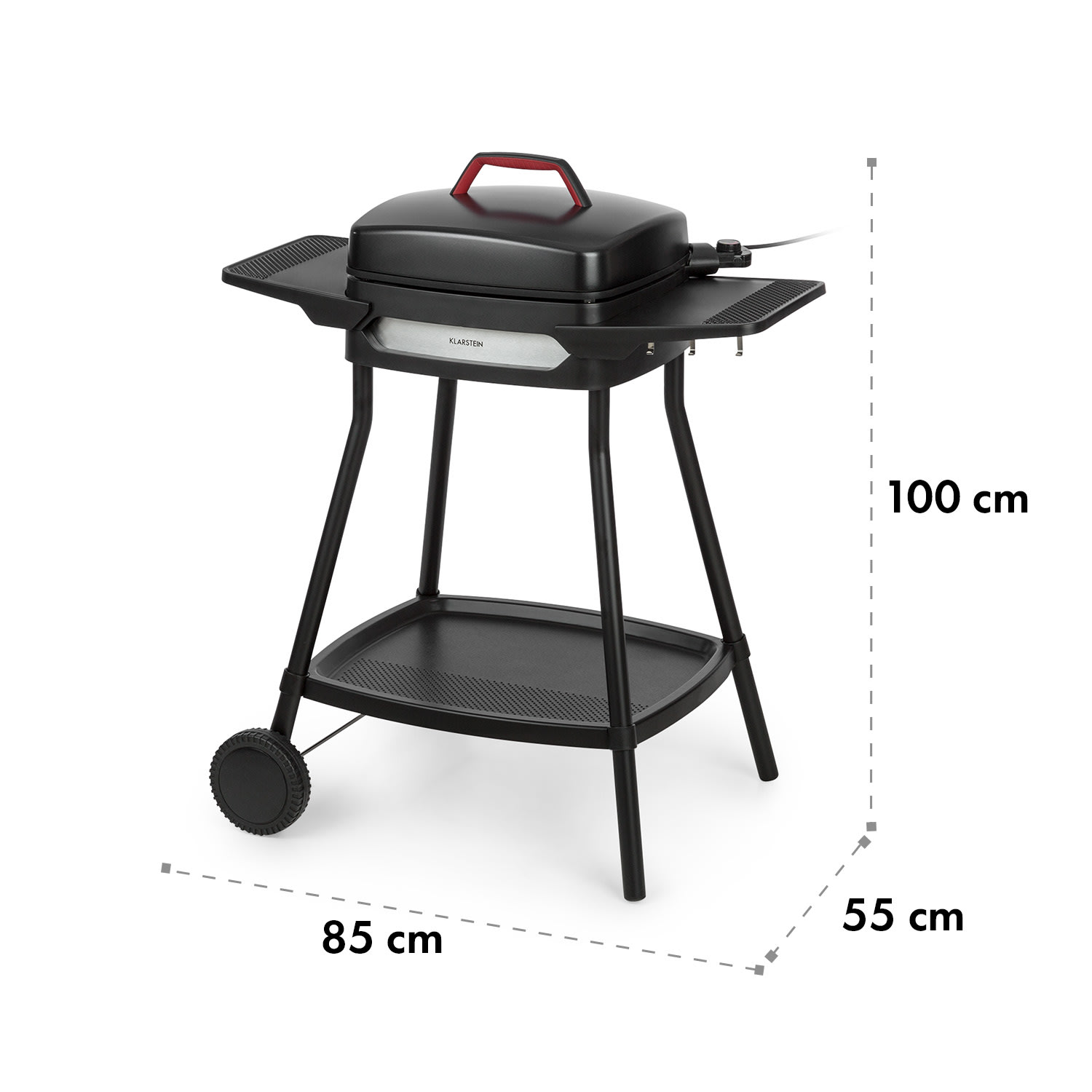 Gatsby grill elettrico 2000W superficie barbecue antiaderente tavoli laterali nero Nero