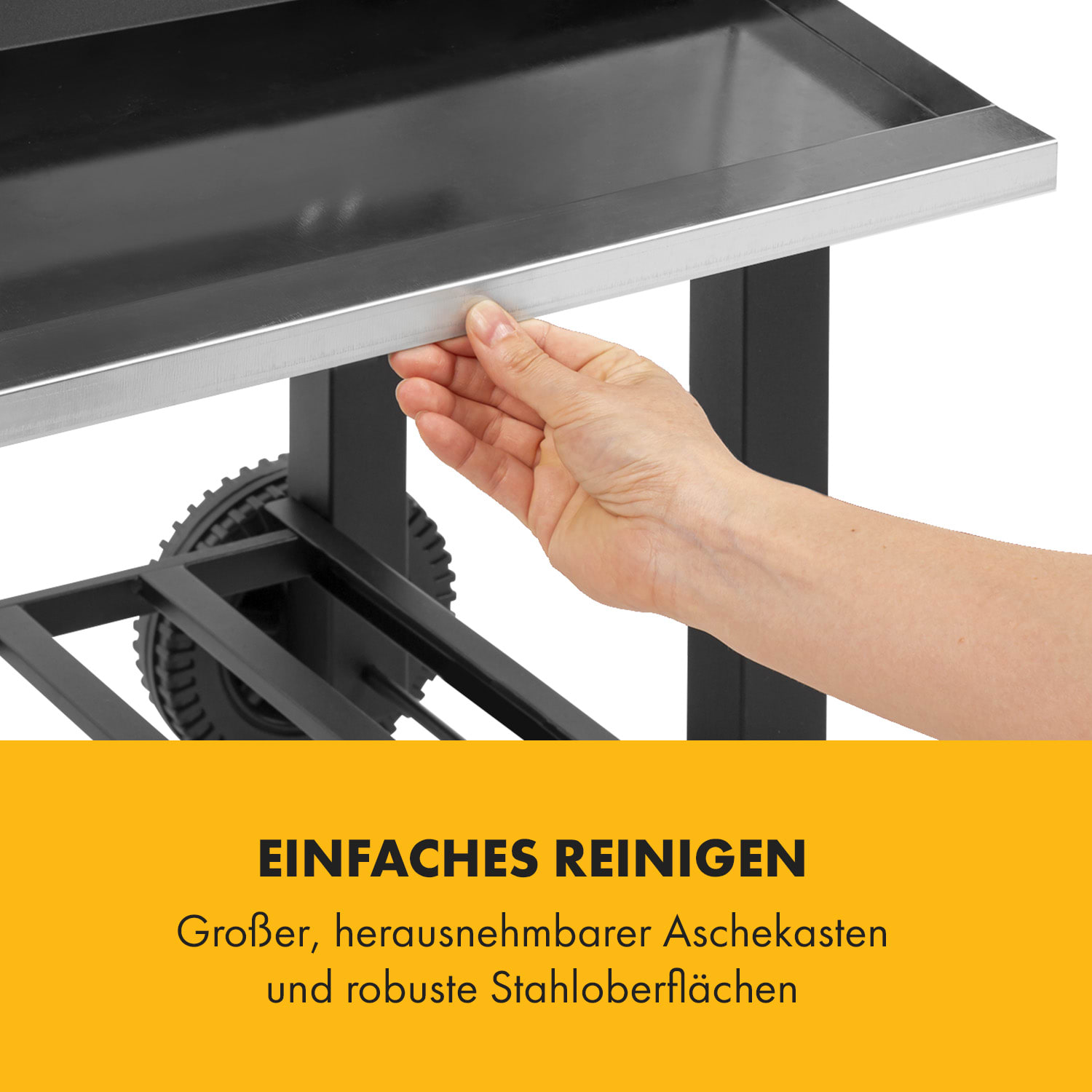 Meat Machine Holzkohlegrill BBQ 45x32,5cm Thermometer Bodenrollen 