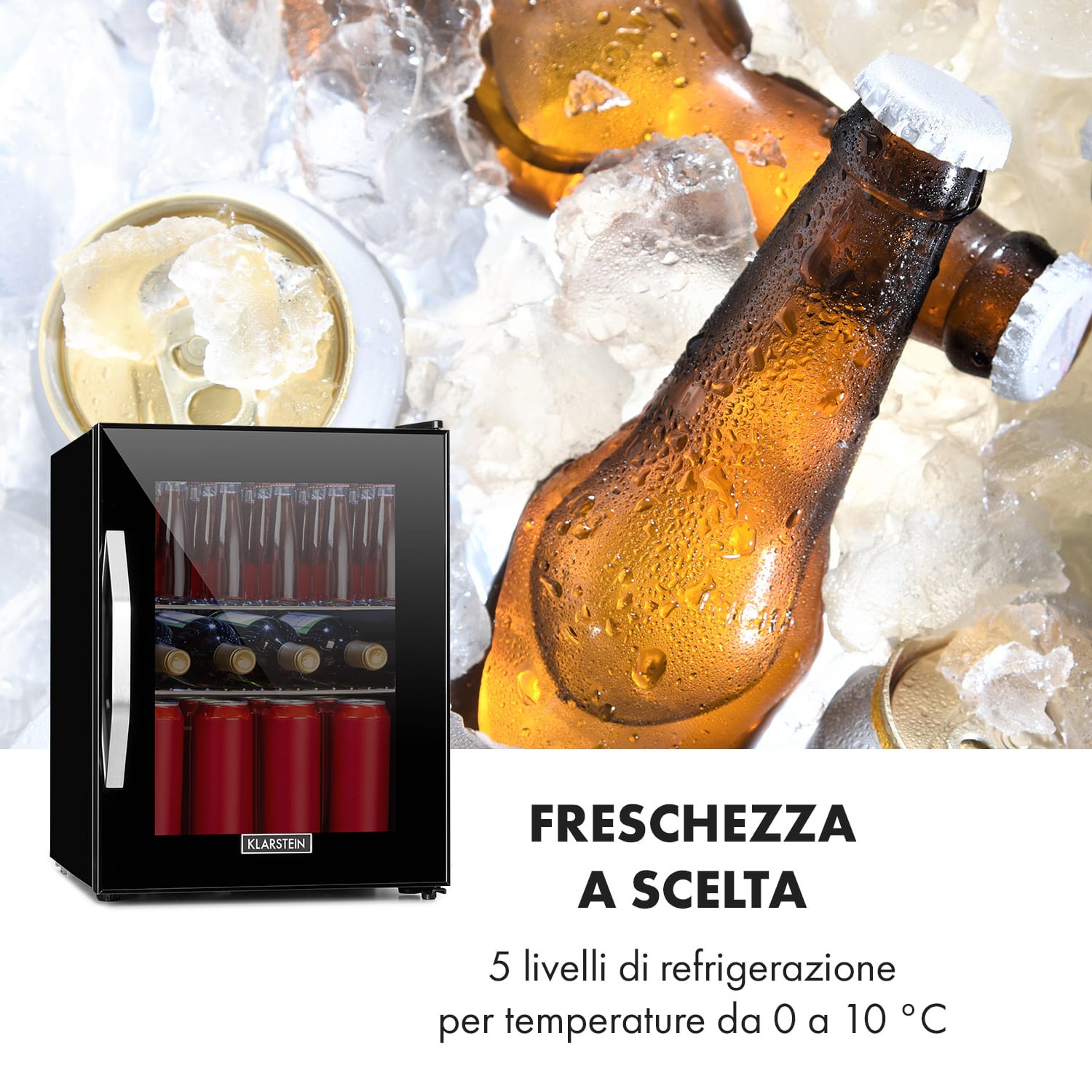 Beersafe M Onyx - Frigorifero, 33 litri, 2 ripiani, sportello panoramico in vetro 33 Ltr | Nero
