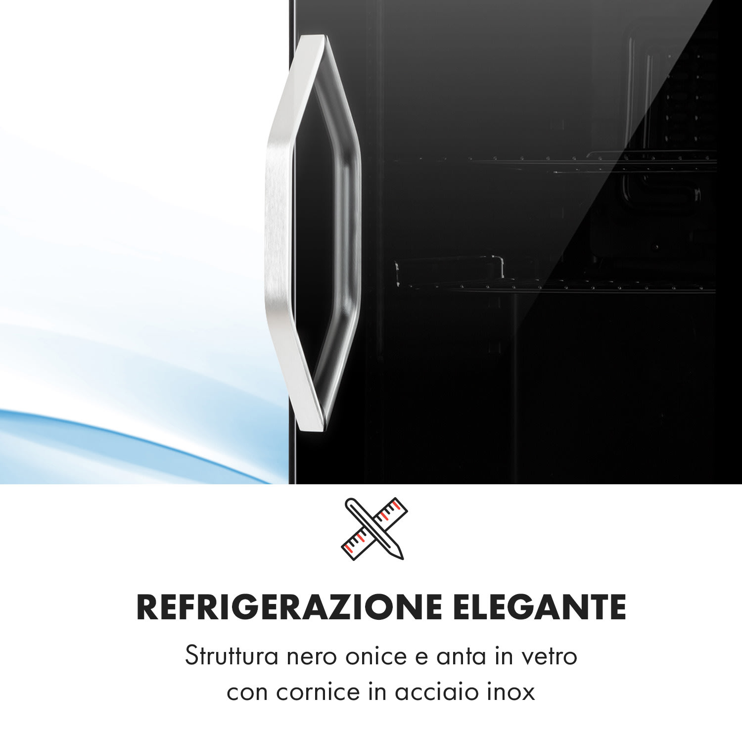 Beersafe M Onyx - Frigorifero, 33 litri, 2 ripiani, sportello panoramico in vetro 33 Ltr | Nero