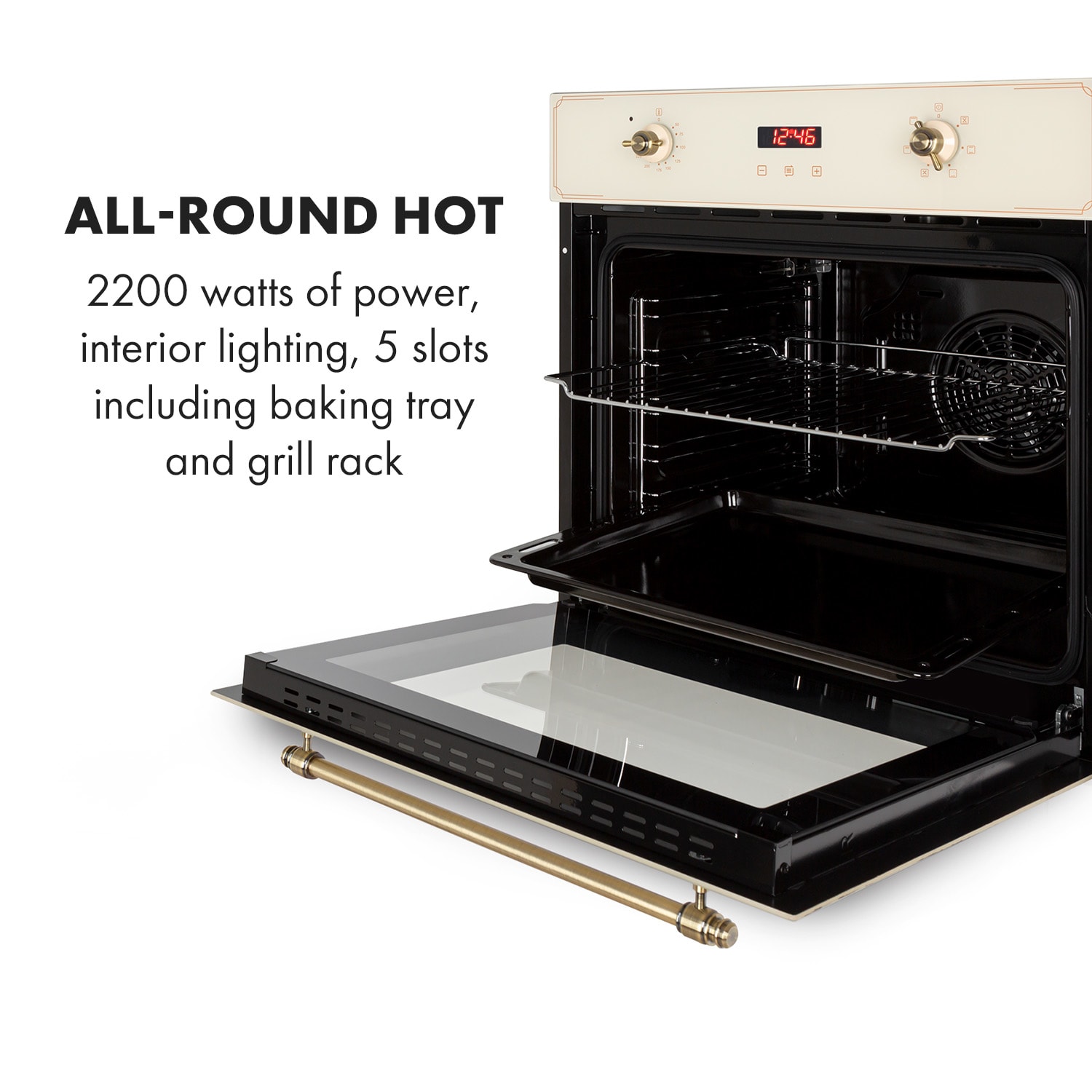 Elizabeth inbouw oven retro-design 6 functies 50-250°C crème Vintage Crème