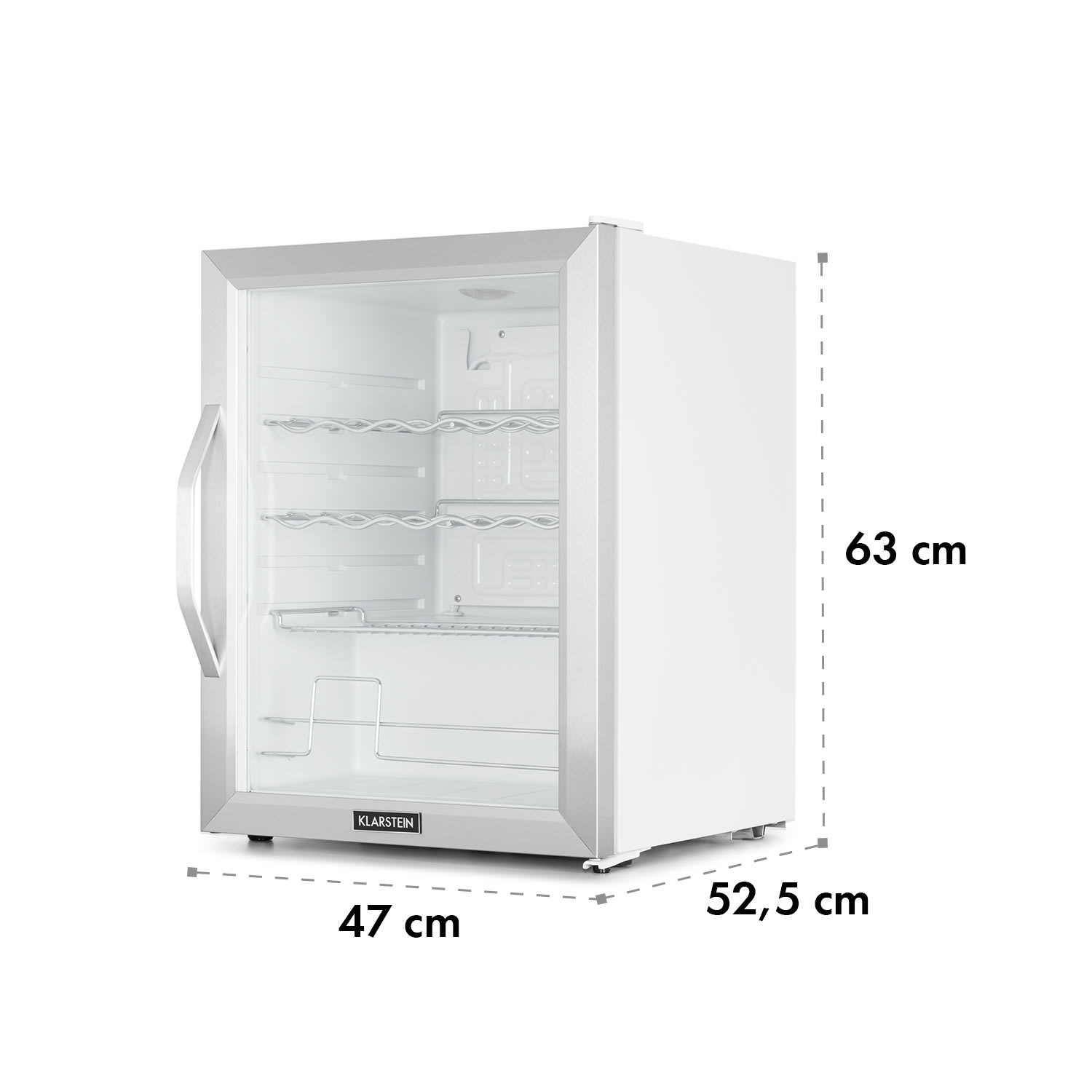 Beersafe XL Crystal White - Frigorifero, 60 litri, 4 ripiani, sportello panoramico in vetro, acciaio inox 60 Ltr | Bianco