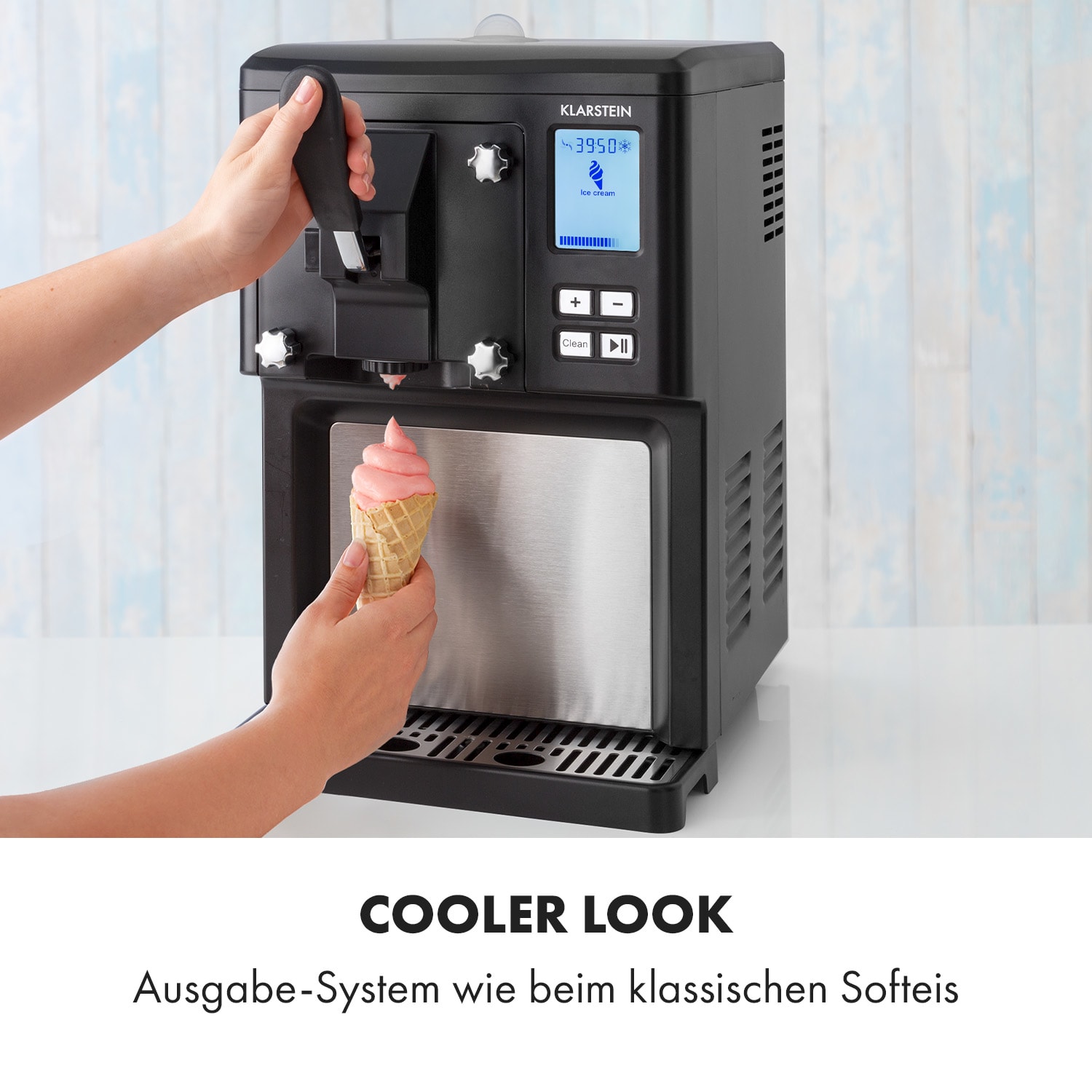 Sweet Sundae Eiscrememaschine Kompressor 1,5l Edelstahl schwarz Schwarz