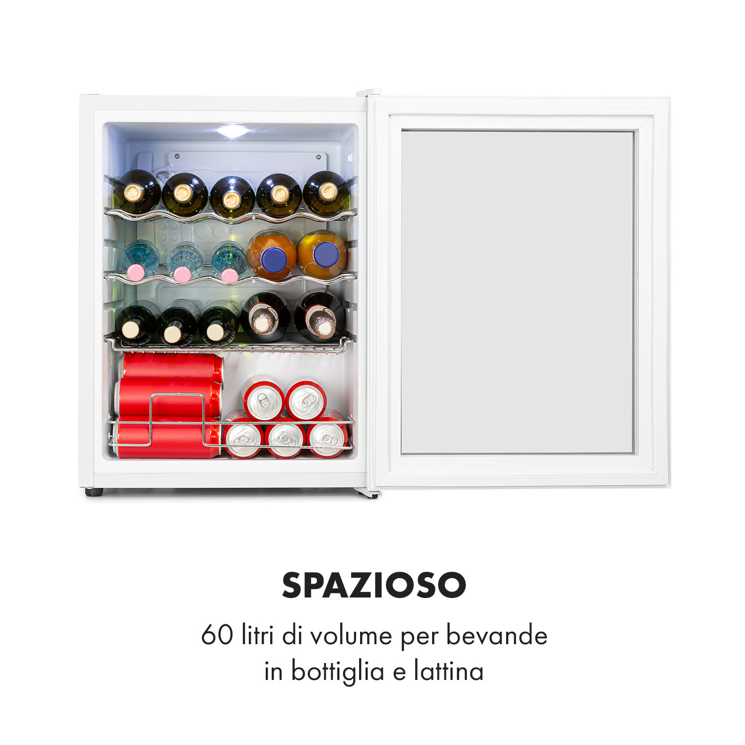 Beersafe XL Quartz - Frigorifero, 60 litri, 4 ripiani, sportello panoramico in vetro 60 Ltr | Quartz