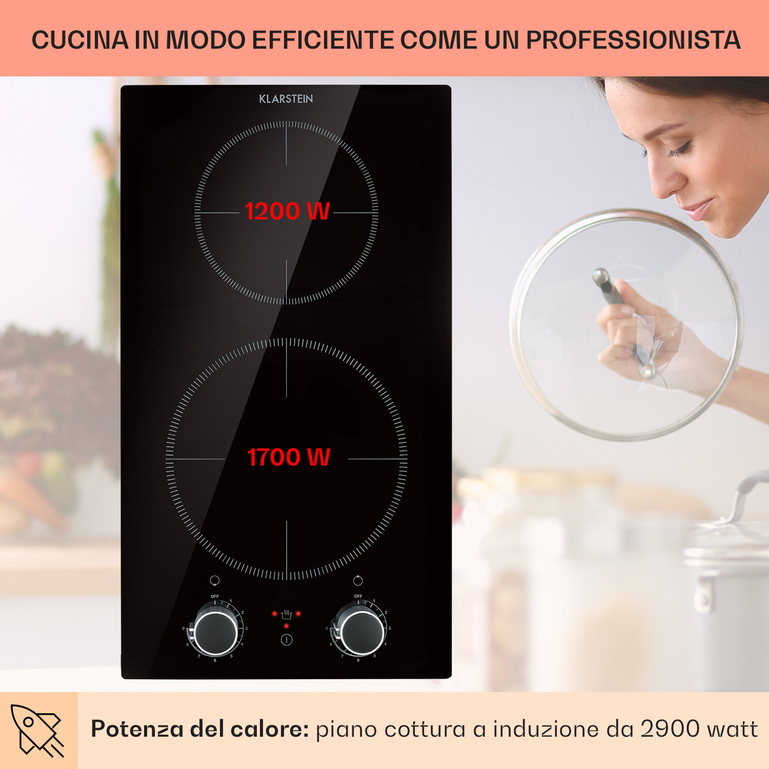 Kochheld Piano Cottura a Induzione Doppio 2900W Manopola Vetro nero 2