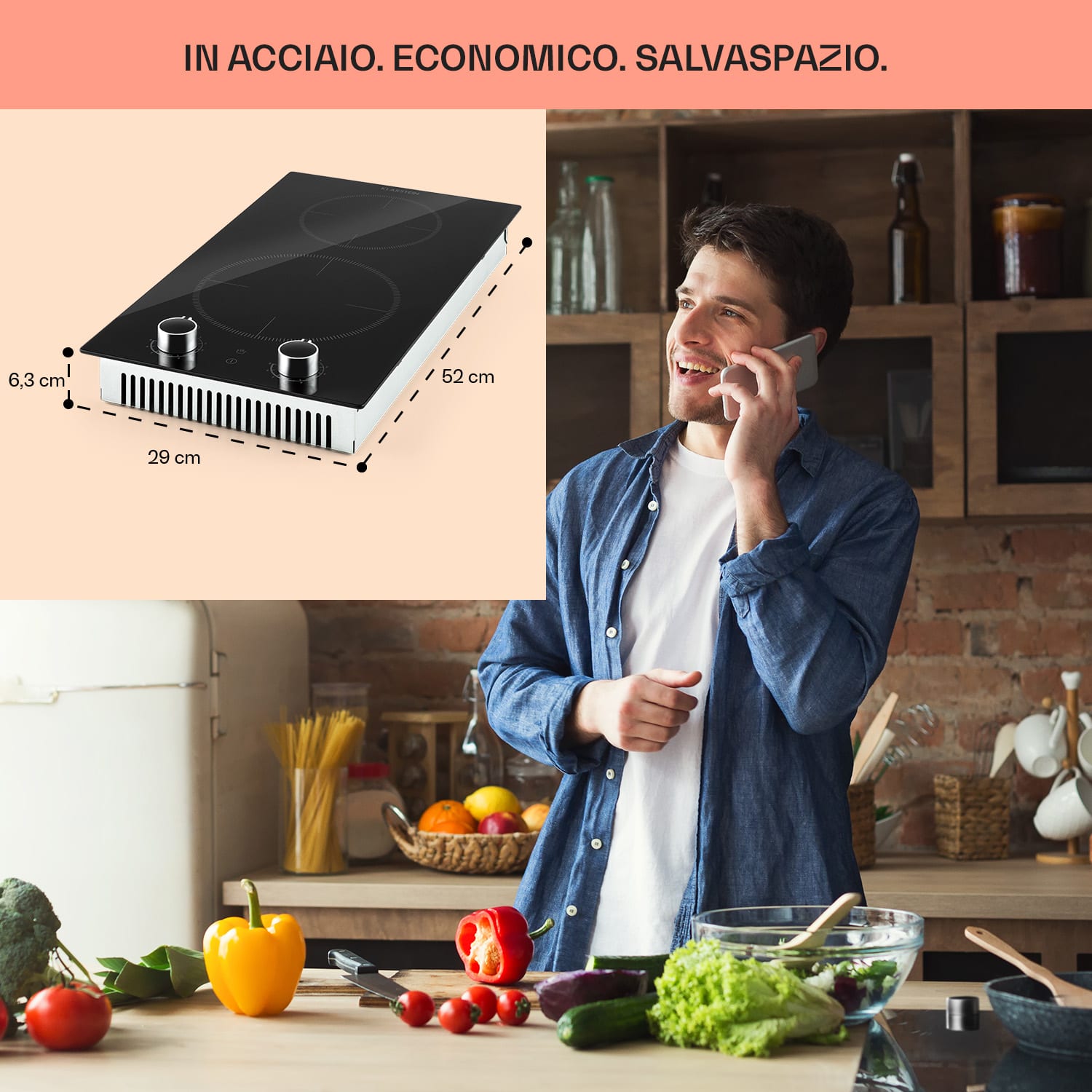 Kochheld Piano Cottura a Induzione Doppio 2900W Manopola Vetro nero 2