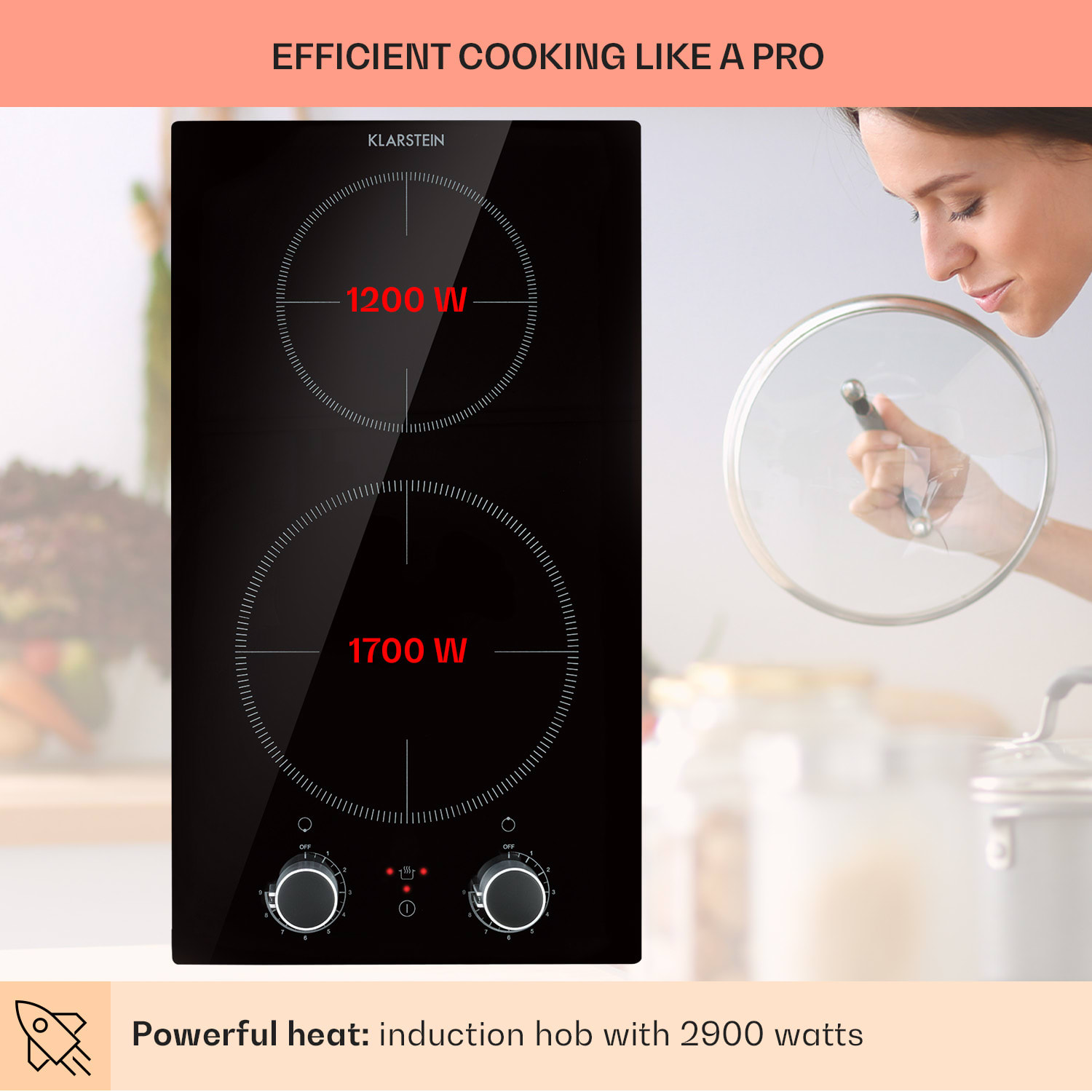 Kochheld Double Induction Hob 2900W Rotary Control Glass Black 2