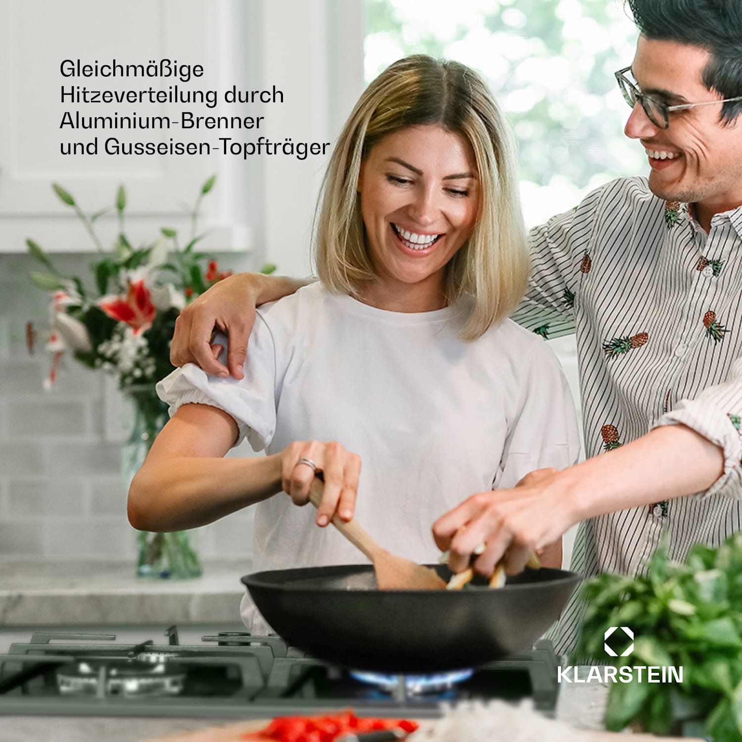 Alchemist 4 Zonen Gaskochfeld Aluminium-Brenner Glaskeramik schwarz 60 cm | 4 Brenner | Silber