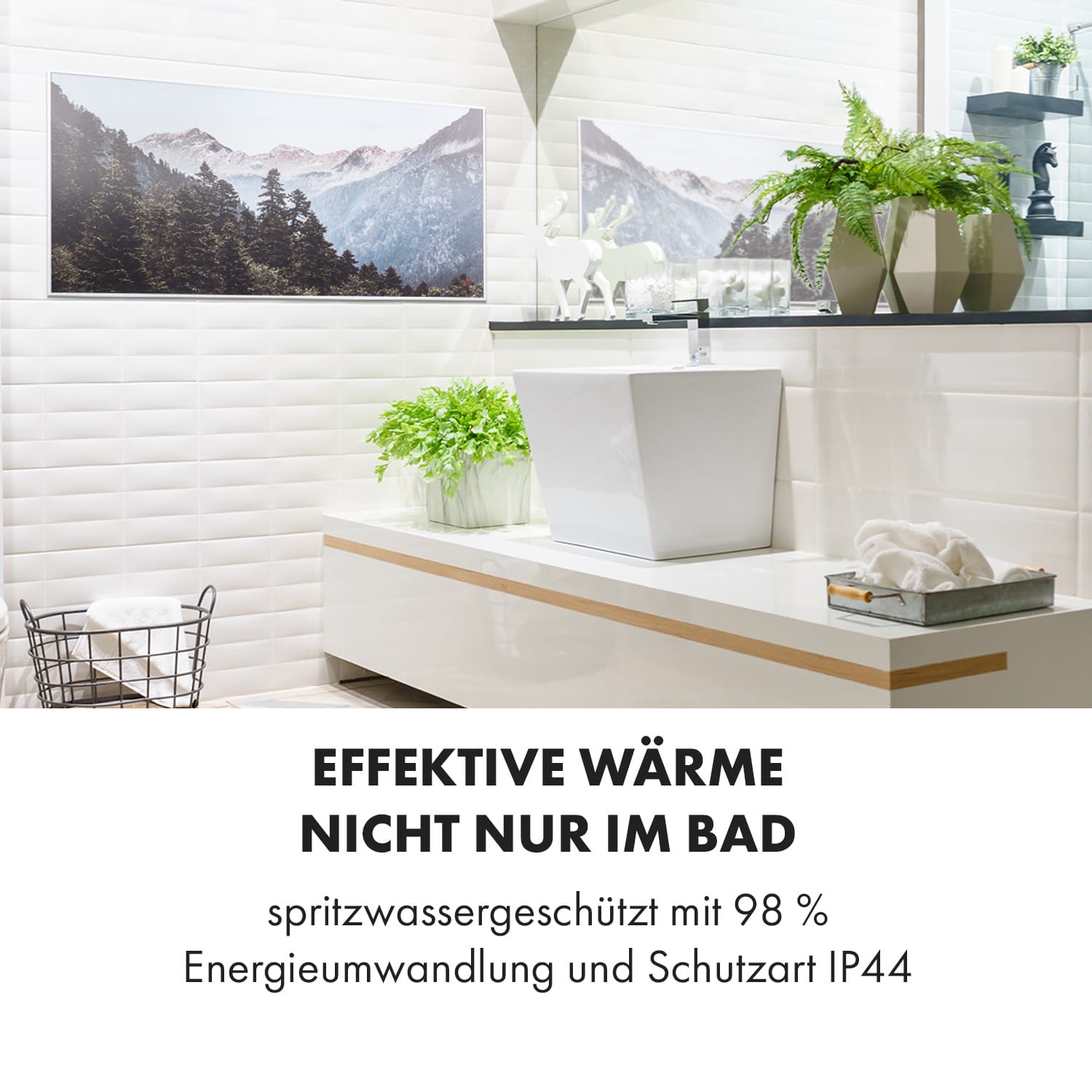 Wonderwall Air Art Smart Infrarotheizung 120x60cm 700W Wandinstallation App-Steuerung Berge 