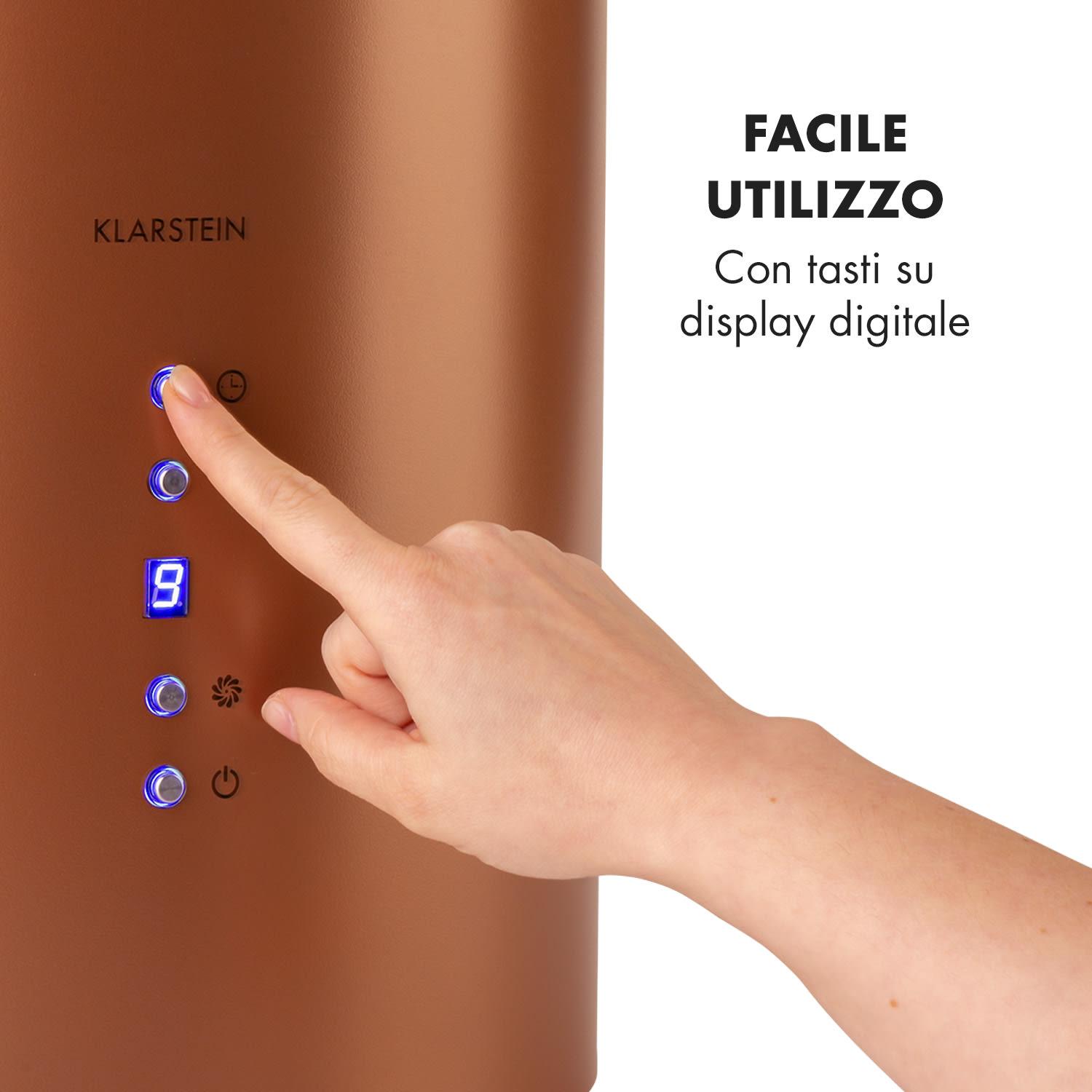 Barett - Cappa aspirante a isola, Ø 35 cm, ricircolo, 558 m³/h, LED, filtri ai carboni attivi Rame metallizzato