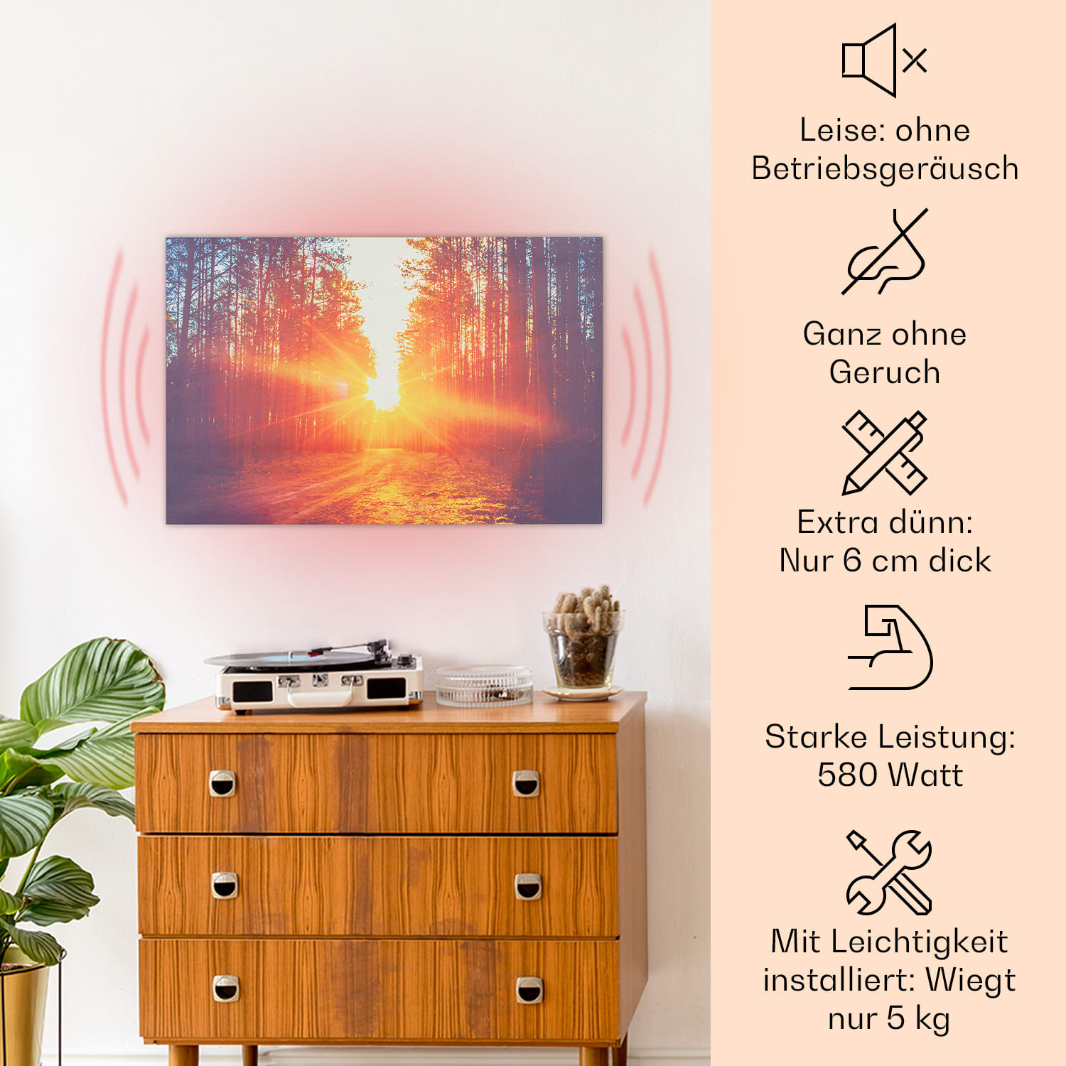 Wonderwall Air Art Infinite 580 radiateur infrarouge 90 x 60 cm 90 x 60 cm / 580 watts