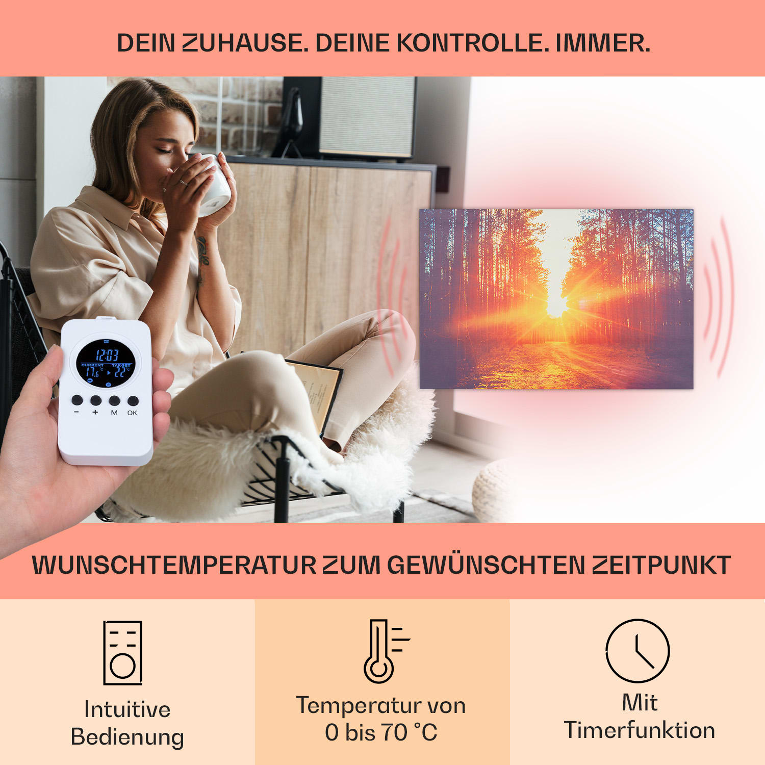 Wonderwall Air Art Infinite 580 radiateur infrarouge 90 x 60 cm 90 x 60 cm / 580 watts
