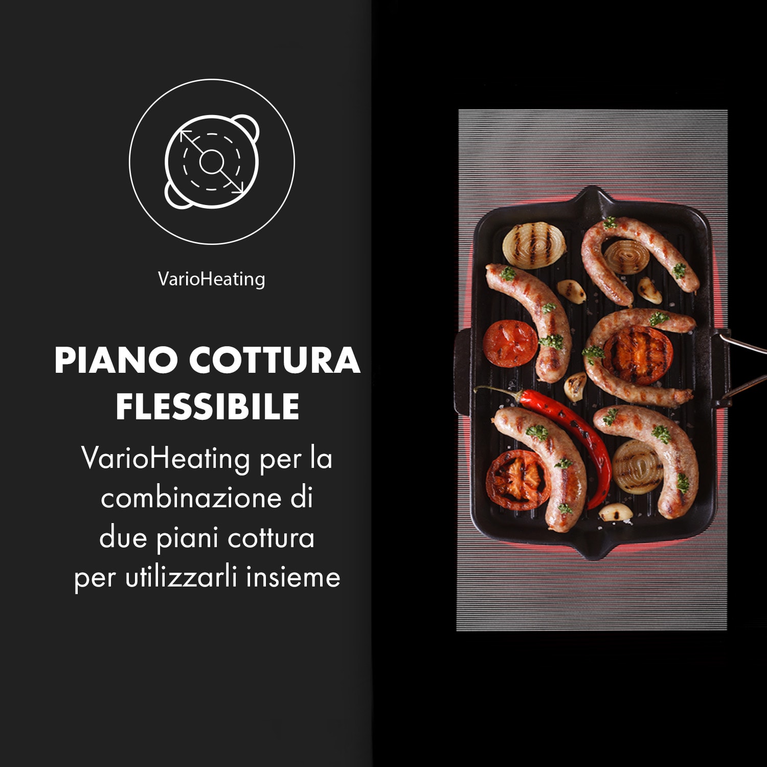 Delicatessa 90 Flex, Piano Cottura a Induzione, a Incasso, 5 Zone, Autonomo, 7400W Nero trasparente