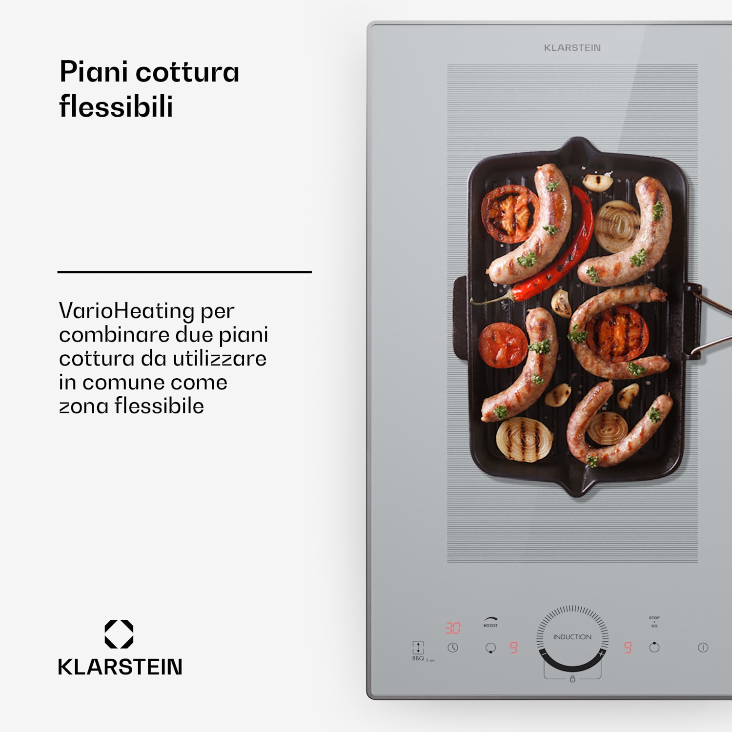 Delicatessa Slim Domino, Piano Cottura a Induzione, 3500W, Timer 2 | Bianco trasparente