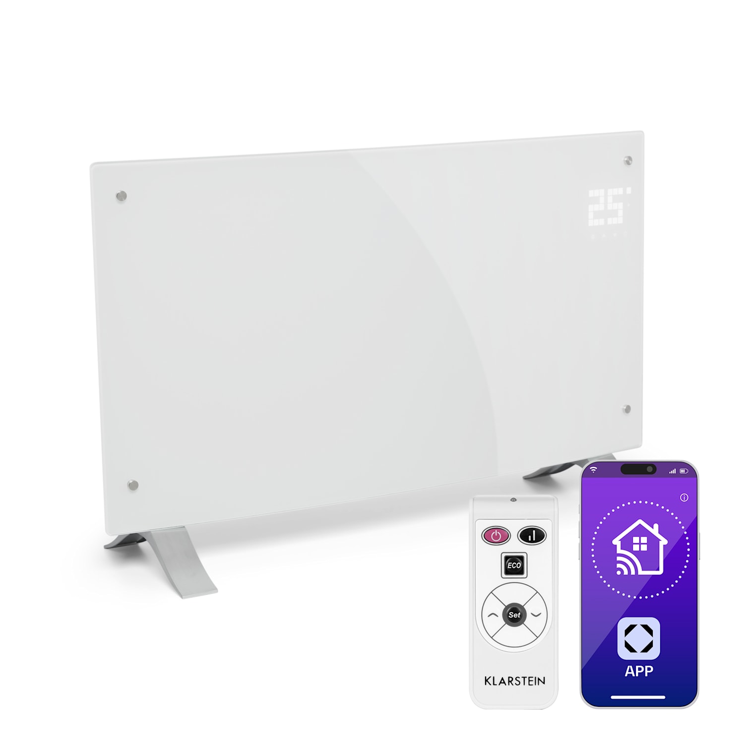 Bornholm Curved Smart - Stufa a convezione, 2000 W, controllo tramite app, timer 