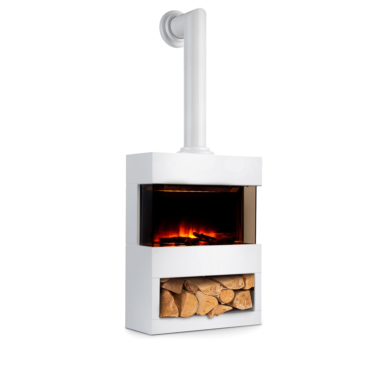 Zermatt, električni kamin, 900/1800 W, iluzija plamena, dimna peč, bel