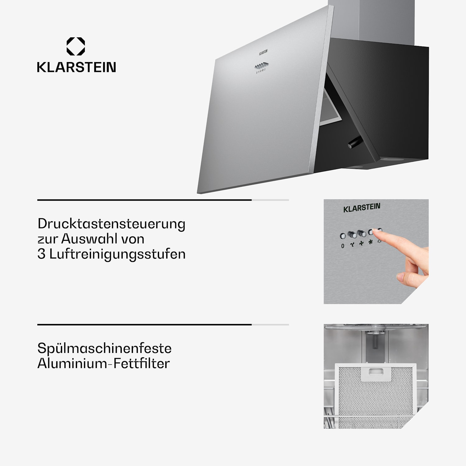 Silver Lining 90 Dunstabzugshaube 90cm 568m³/h EEK A Edelstahl 