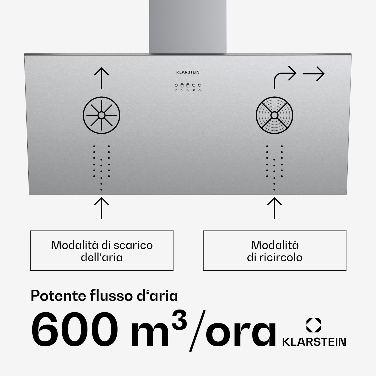 Silver Lining 90, cappa aspirante, 90 cm, 568m³/h , EEK A, acciaio inox 