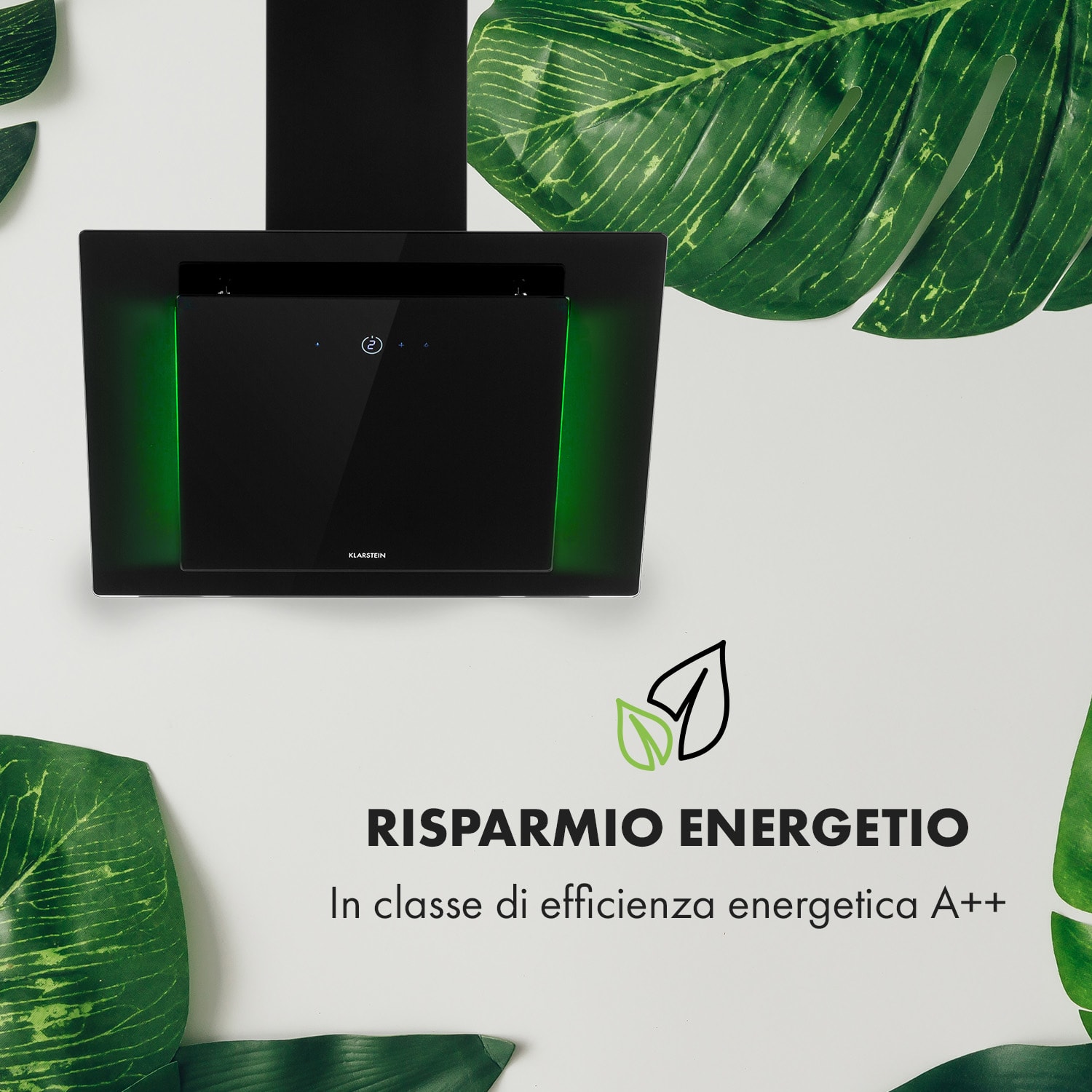 Eleonora 60, Cappa Aspirante, Pannello Touch, Luce Ambiente, A++, 426 m³/h 60 cm | Nero