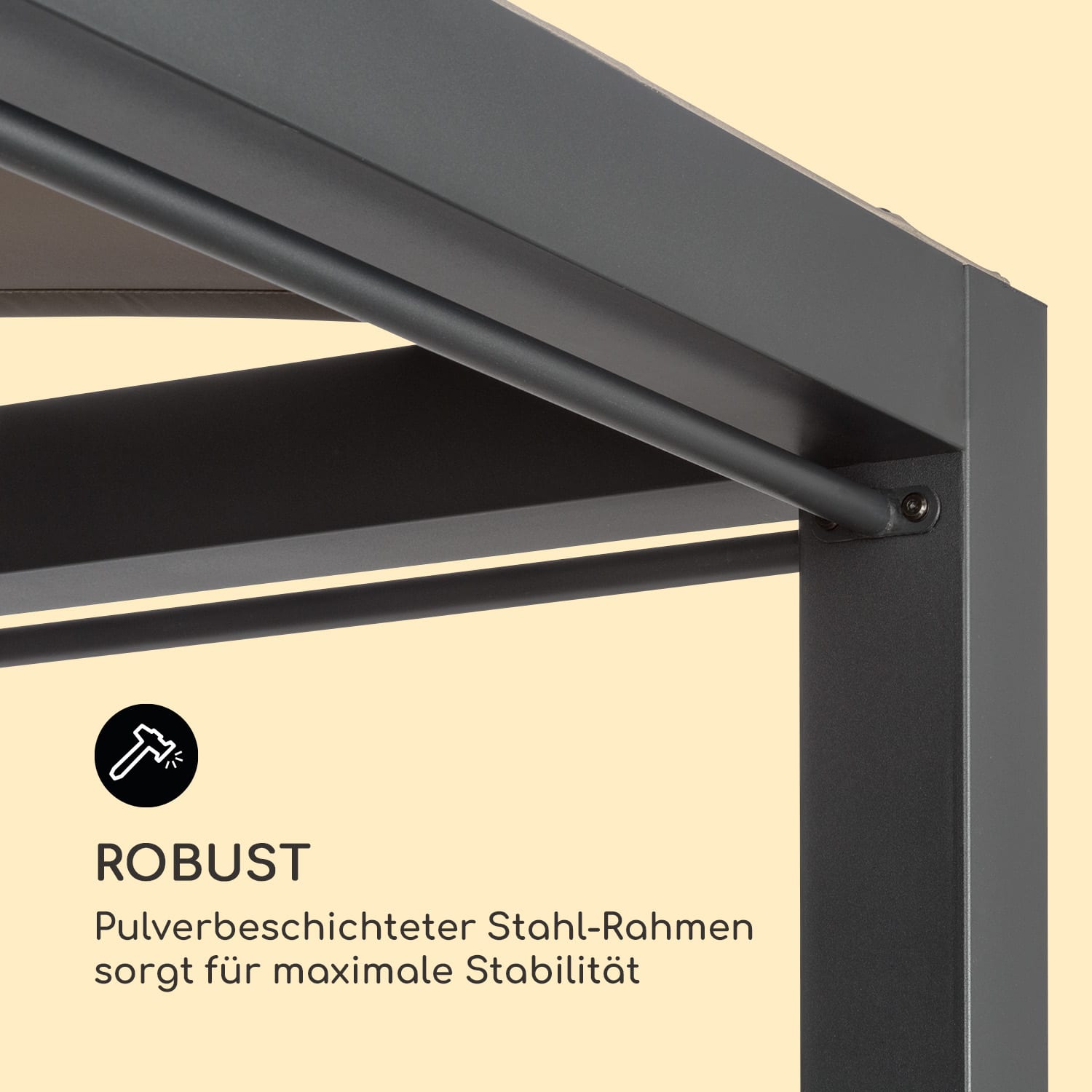 Hermitage Double XL balancelle 2 pers structure acier auvent rideaux Anthracite / Taupe clair