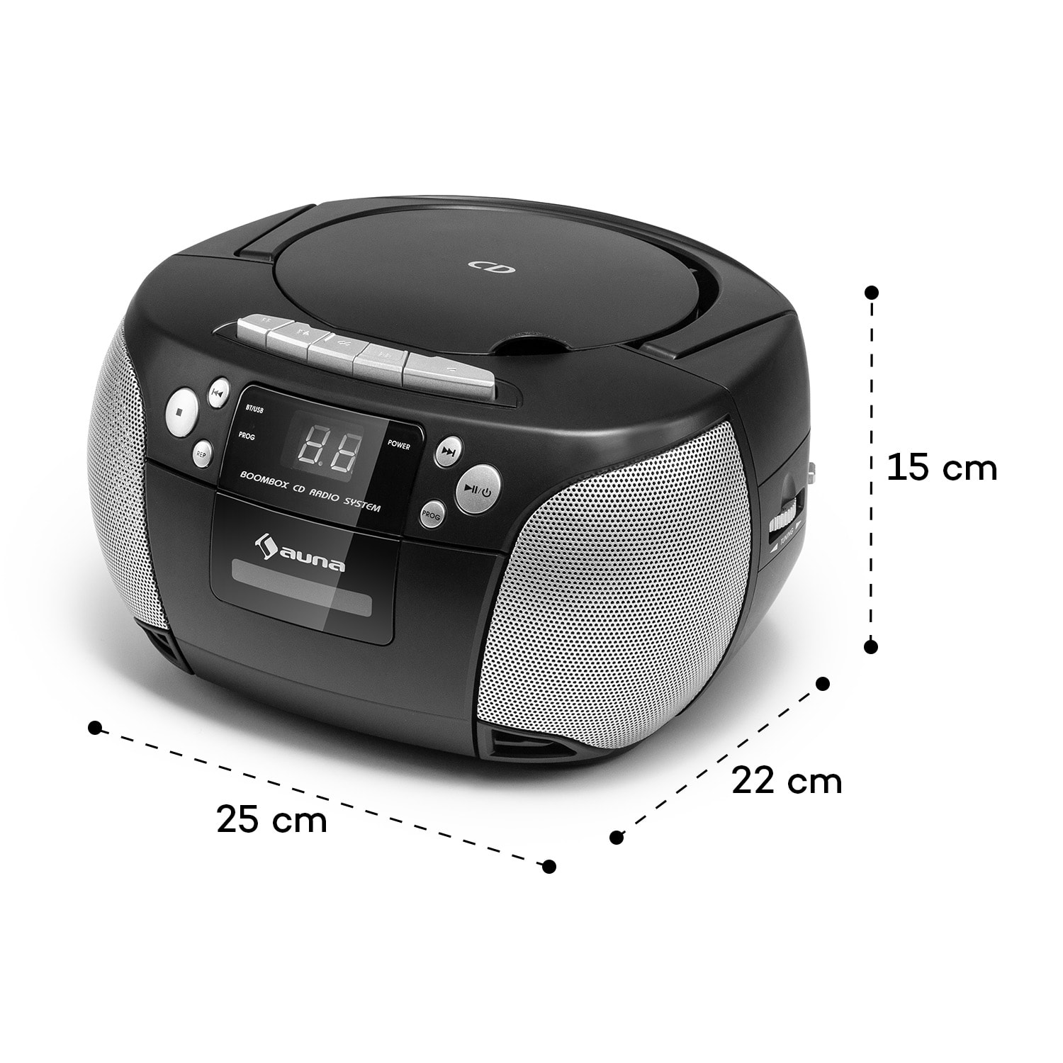 Harper CD Boombox CD-Player Bluetooth Kassette UKW AUX USB Schwarz