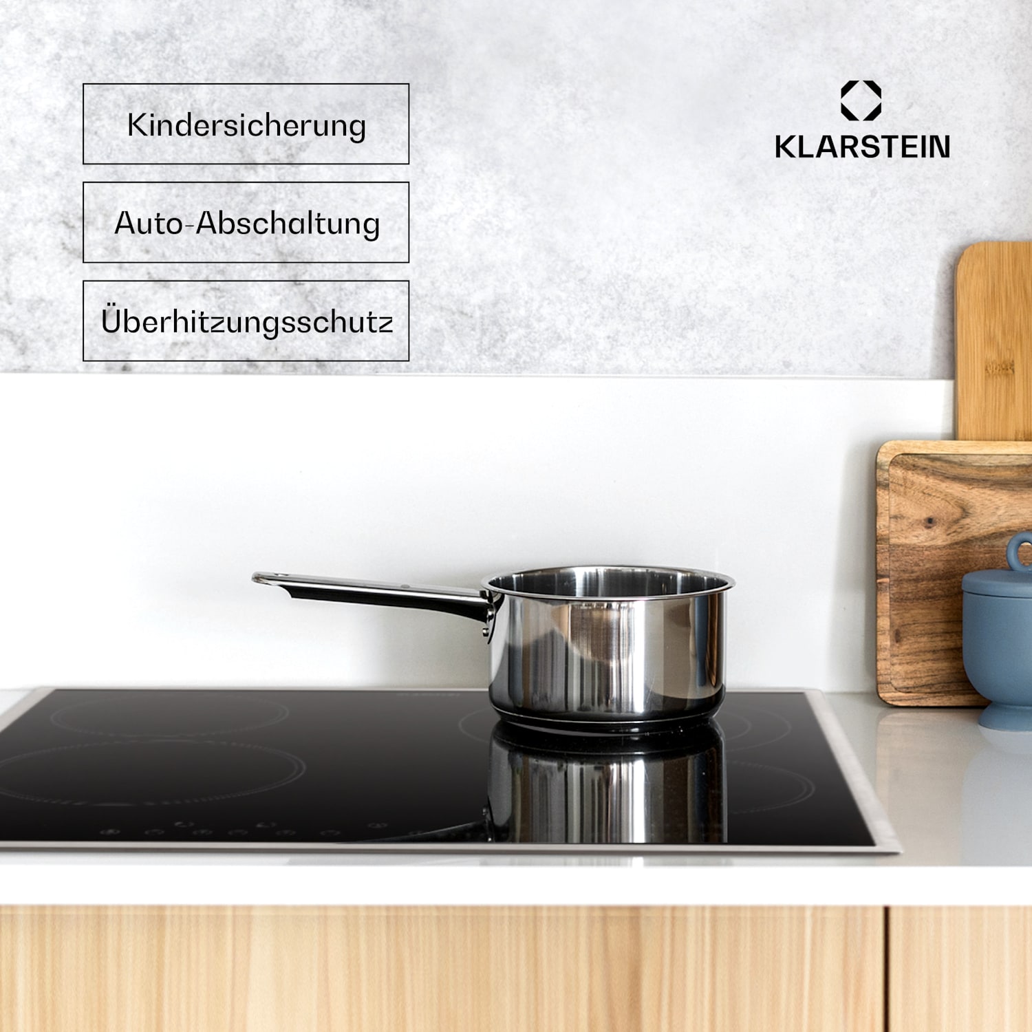 Virtuosa 4 Prime Einbaukochfeld 4 Zonen 6500W Glaskeramik Edelstahlrahmen 60 cm | Dreifach | Edelstahlrahmen