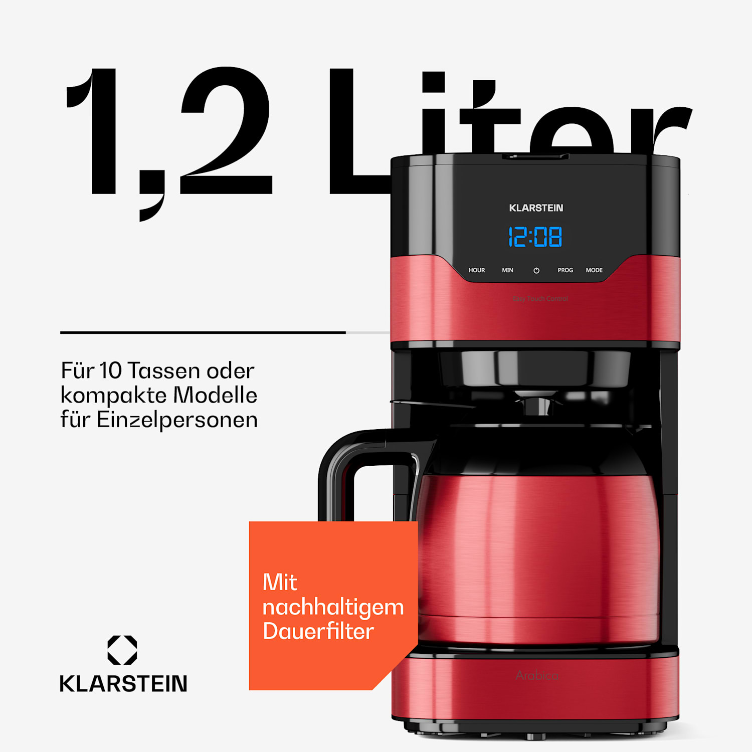 Kaffeemaschine Arabica 800W EasyTouch Control silber/schwarz Rot