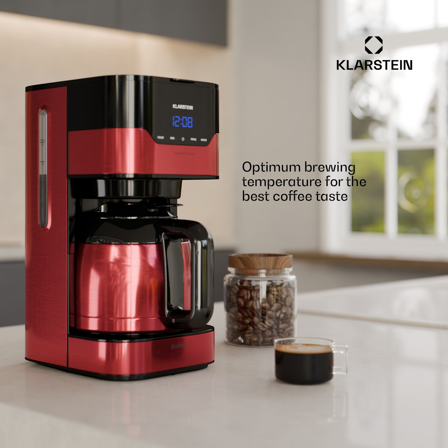 Coffee Maker Arabica 800W EasyTouch Control Silver / Black Red