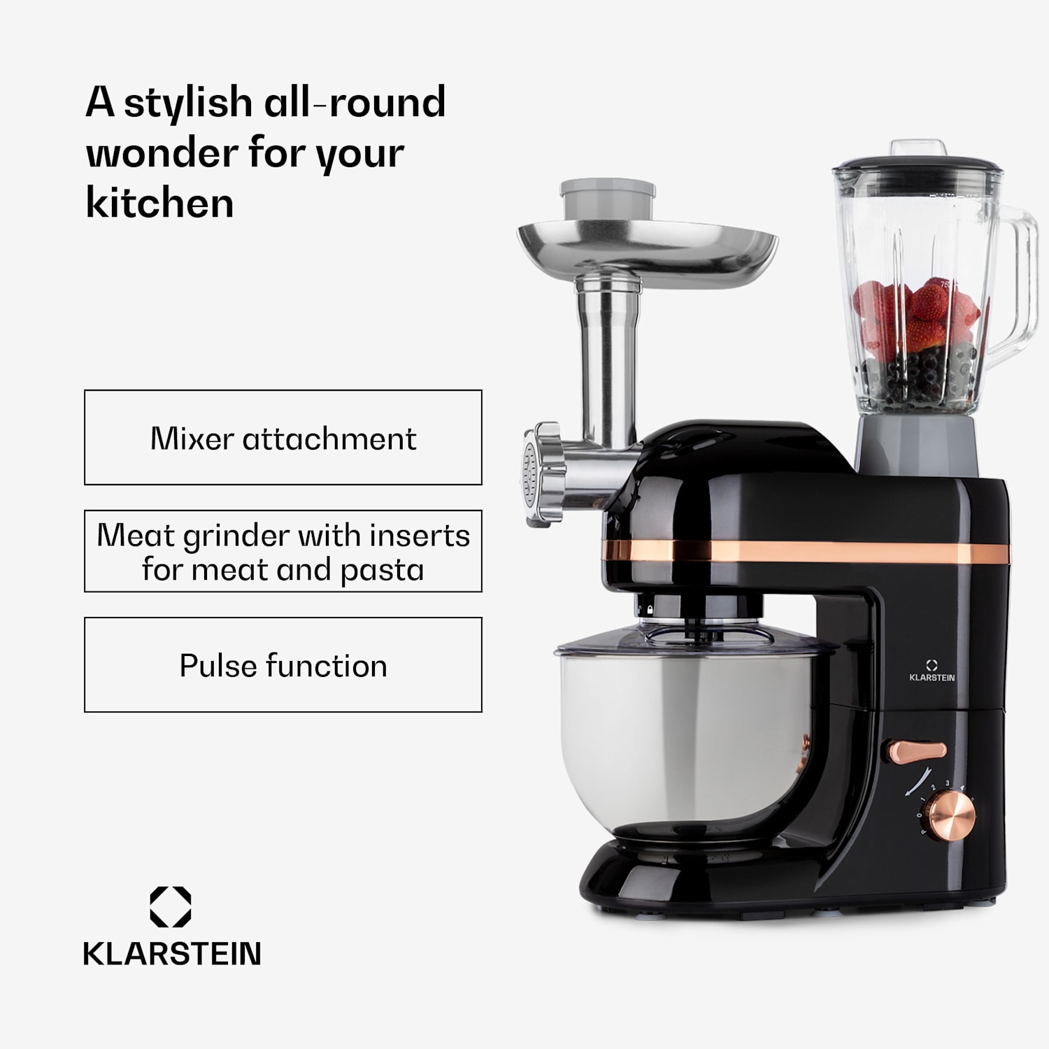 Lucia Elegance Food Processor Blender Meat Grinder 1800W BPA Free 