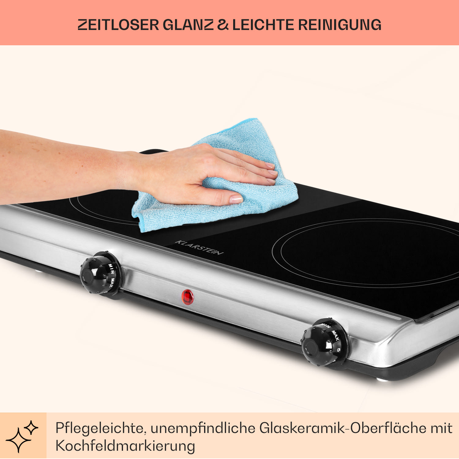 Cookbuddy table de cuisson double 2400 W 5 vitesses vitrocéramique 
