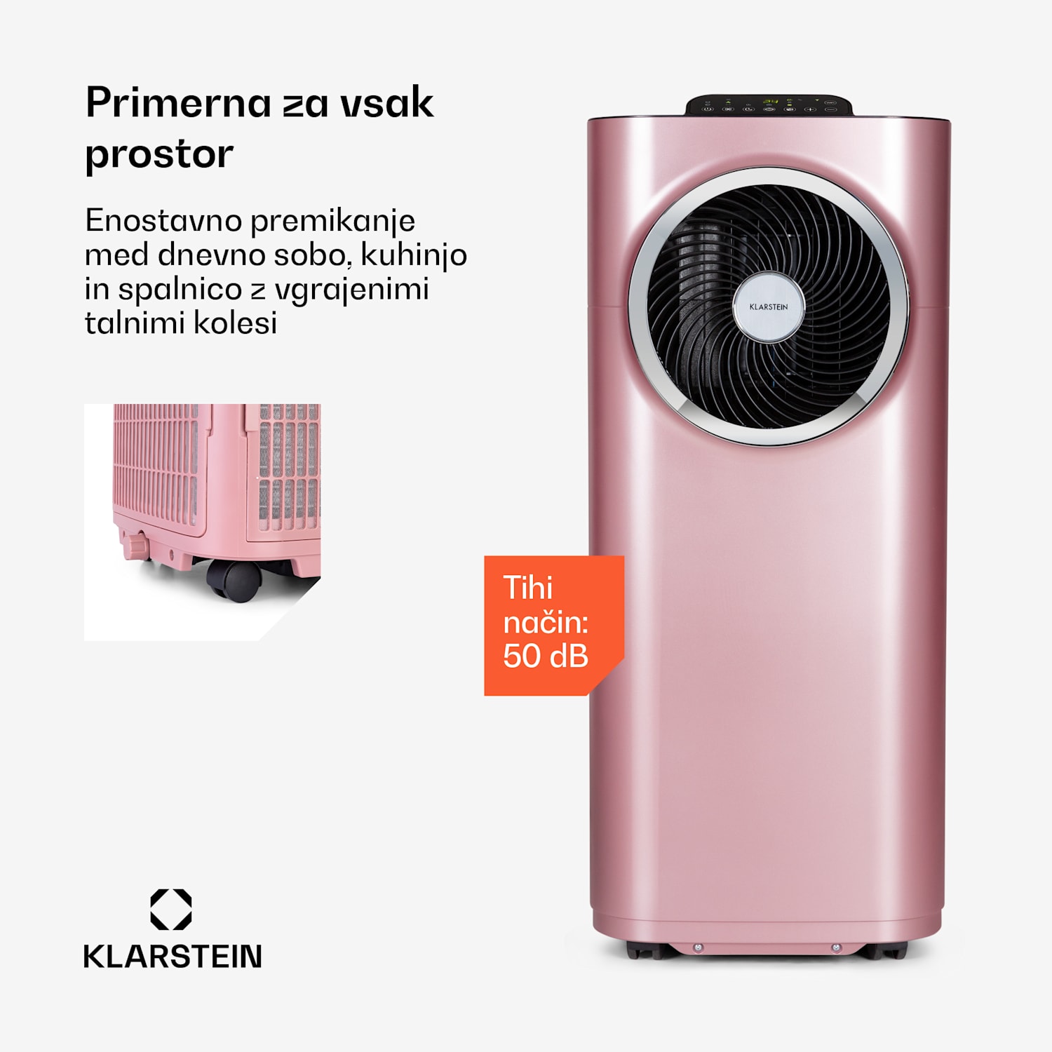 Kraftwerk Smart 12K, klimatska naprava, 3 v 1, 12 000 BTU, upravljanje preko aplikacije, daljinski upravljalnik 12.000 BTU | Zlato-roza kovinska