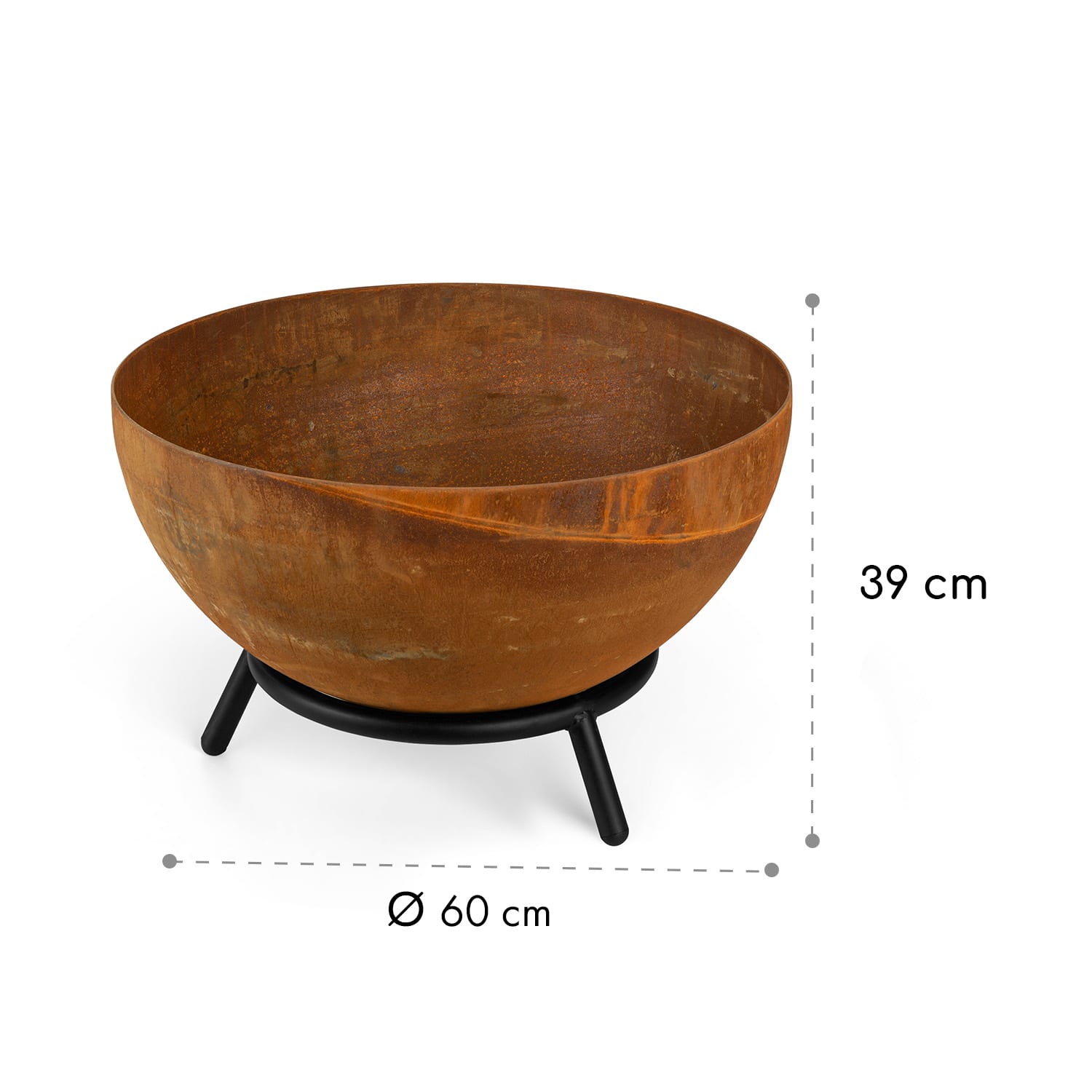 Fireball Rust Feuerschale 60 cm Ø kippbare Rost-Finish Rost Niedrig | Cortenstahl | Rost