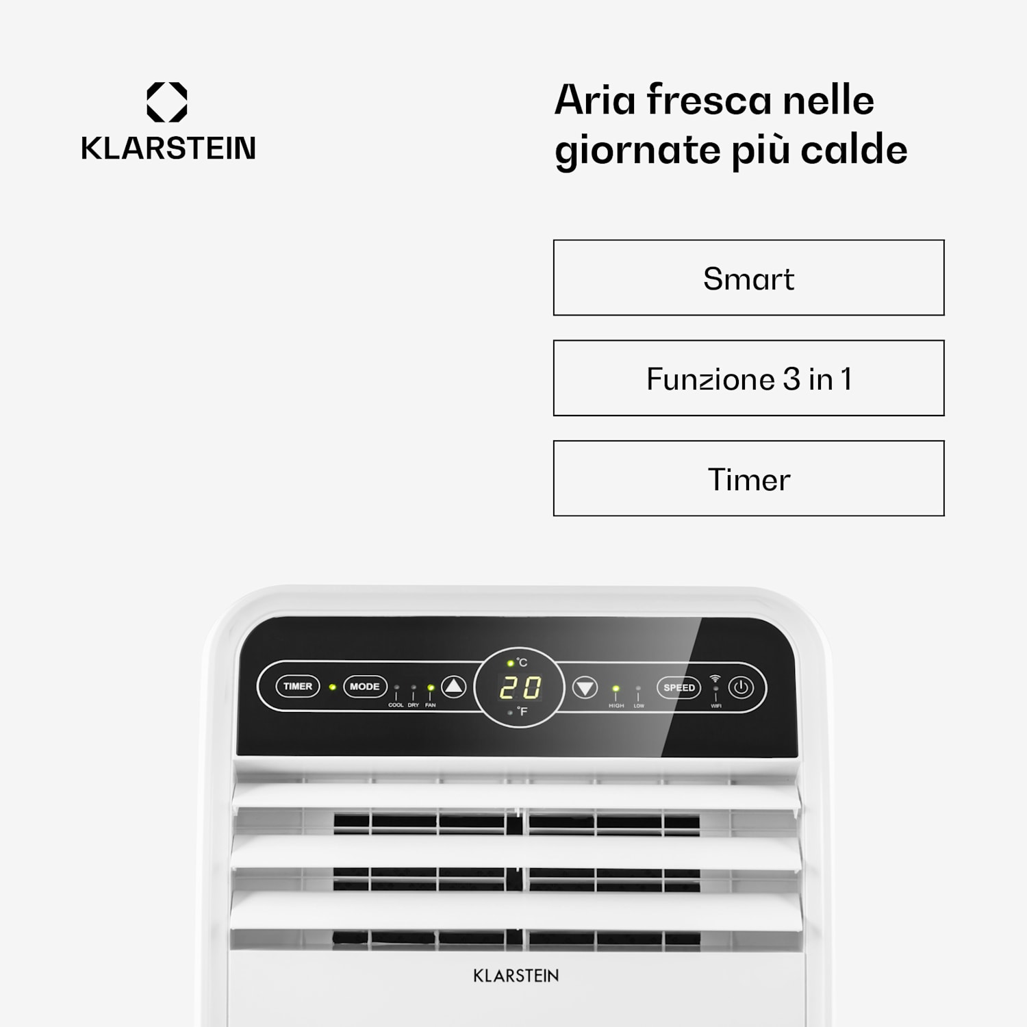 Metrobreeze New York Smart 7k - Climatizzatore mobile, 7000 BTU/2,1 kW, classe energetica A, telecomando 7.000 BTU | Bianco