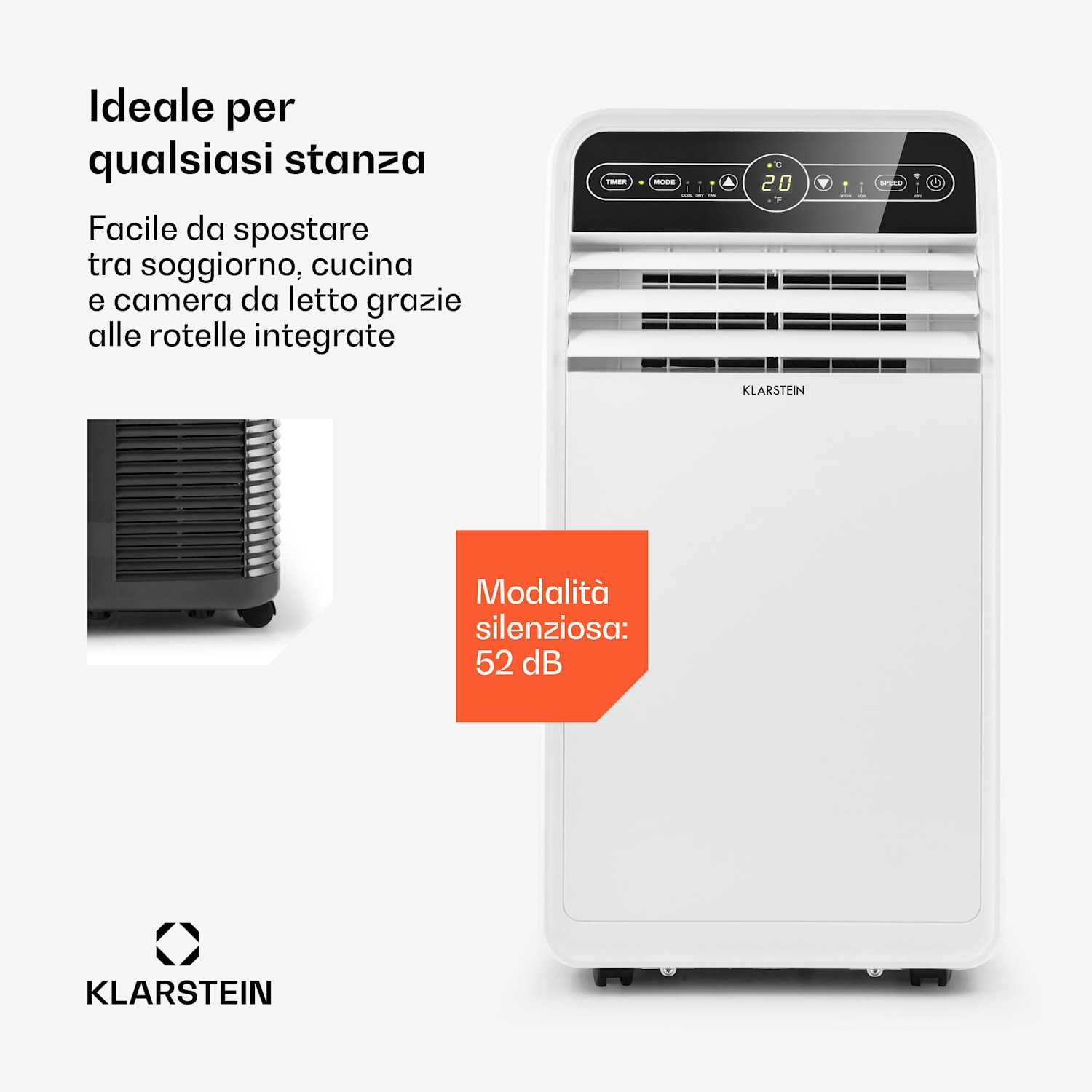 Metrobreeze New York Smart 7k - Climatizzatore mobile, 7000 BTU/2,1 kW, classe energetica A, telecomando 7.000 BTU | Bianco
