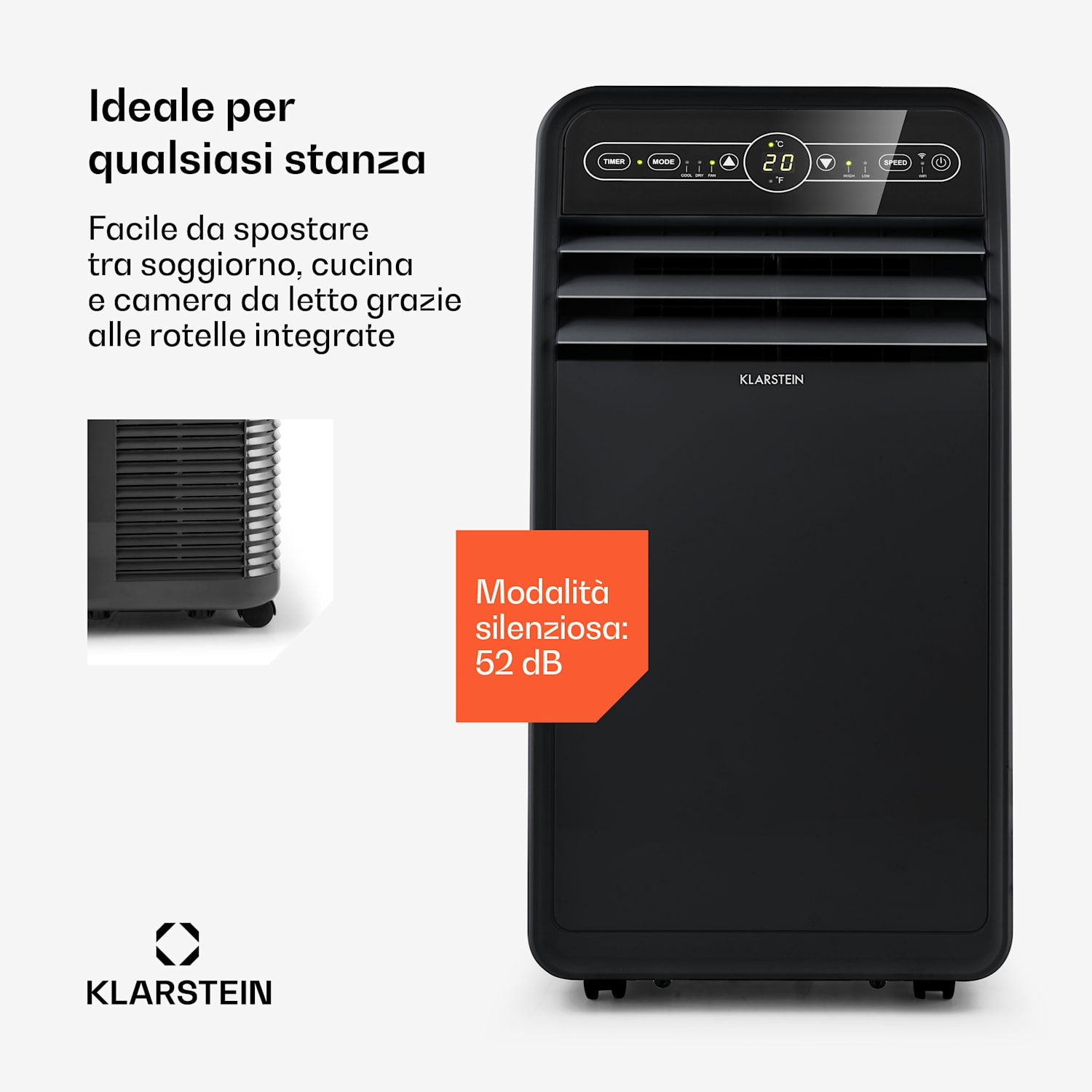 Metrobreeze New York Smart 7k - Climatizzatore mobile, 7000 BTU/2,1 kW, classe energetica A, telecomando 7.000 BTU | Nero