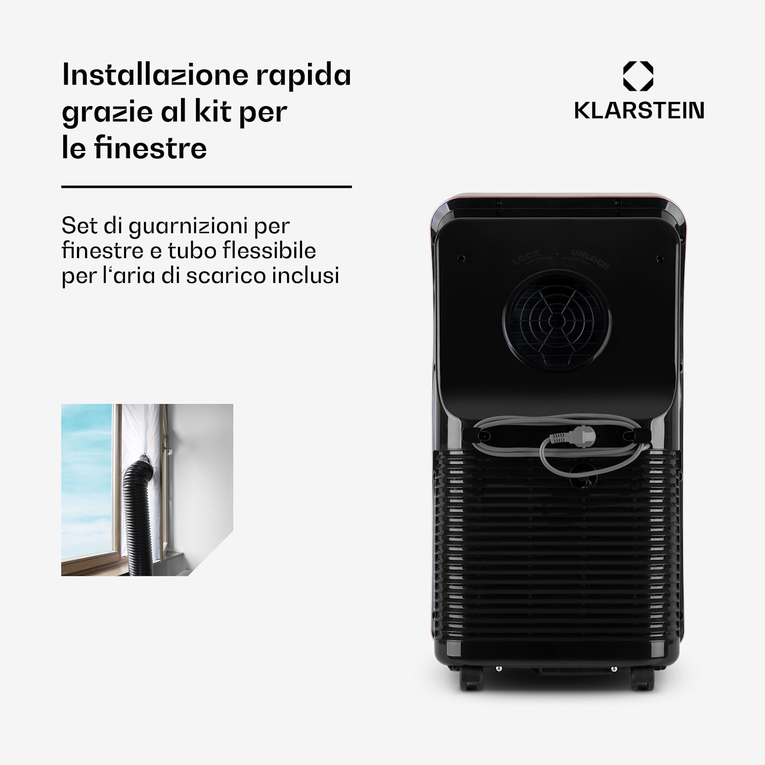 Metrobreeze New York Smart 12k, Climatizzatore Portatile, Classe A, Telecomando, 12000 BTU/3,5 kW 12.000 BTU | Oro rosa metallizzato