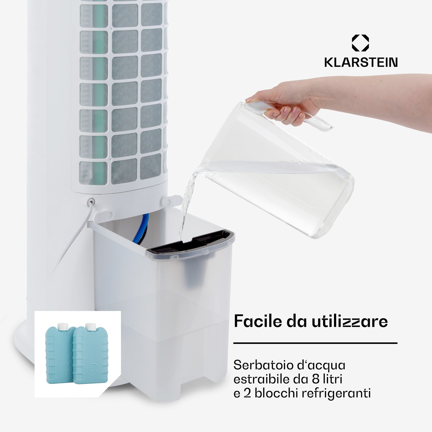 Skytower Grand Smart, Raffreddatore Evaporativo, Portatile, 8L, 480 m³/h, 80W 
