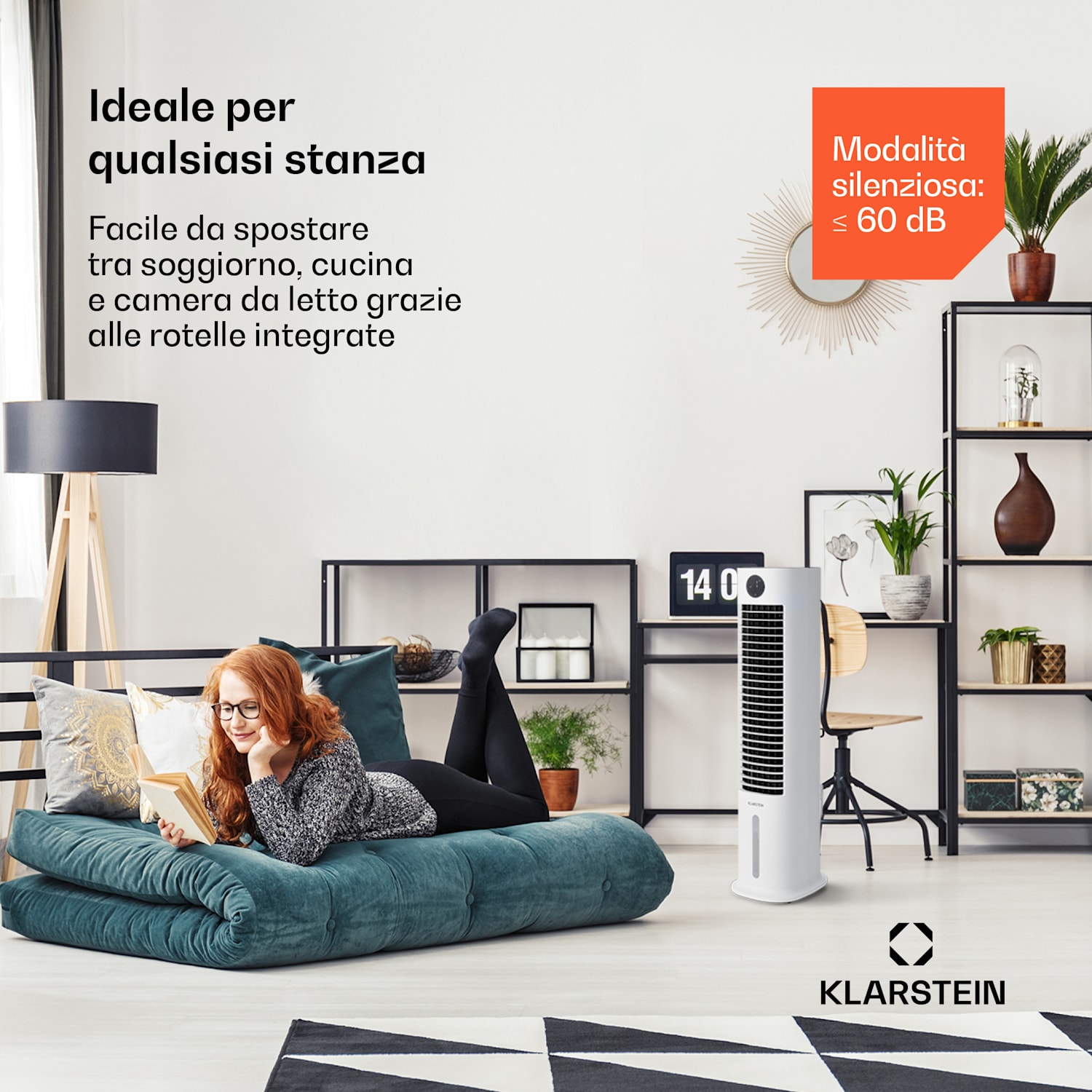 Skytower Grand Smart, Raffreddatore Evaporativo, Portatile, 8L, 480 m³/h, 80W 