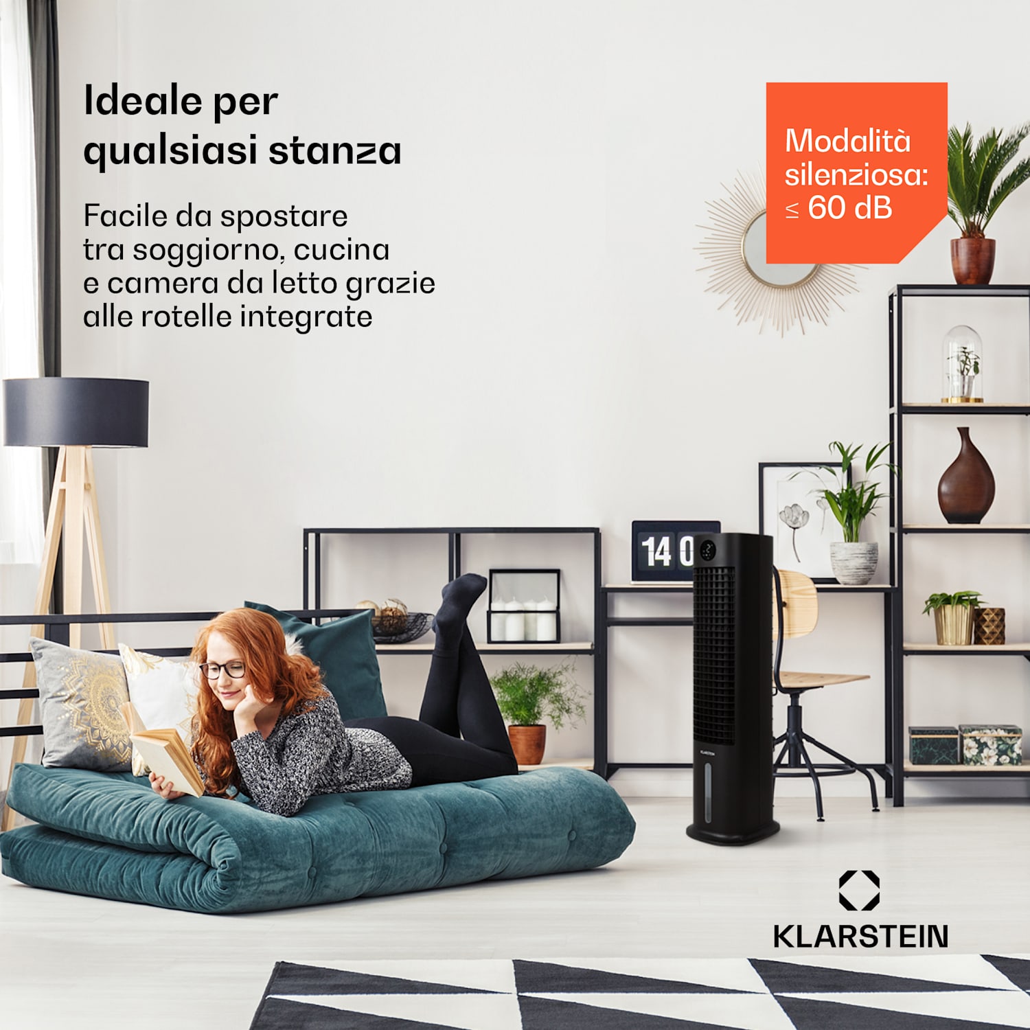 Skytower Grand Smart, Raffreddatore Evaporativo, Portatile, 8L, 480 m³/h, 80W 