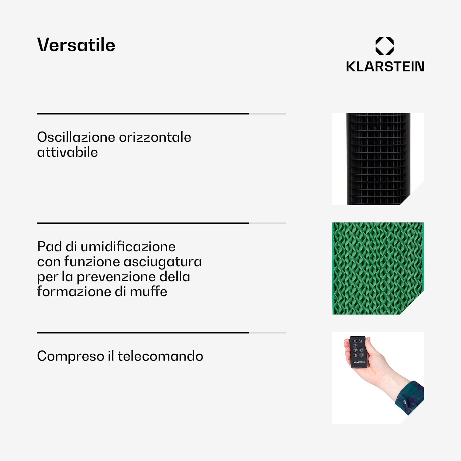 Skytower Grand Smart, Raffreddatore Evaporativo, Portatile, 8L, 480 m³/h, 80W 