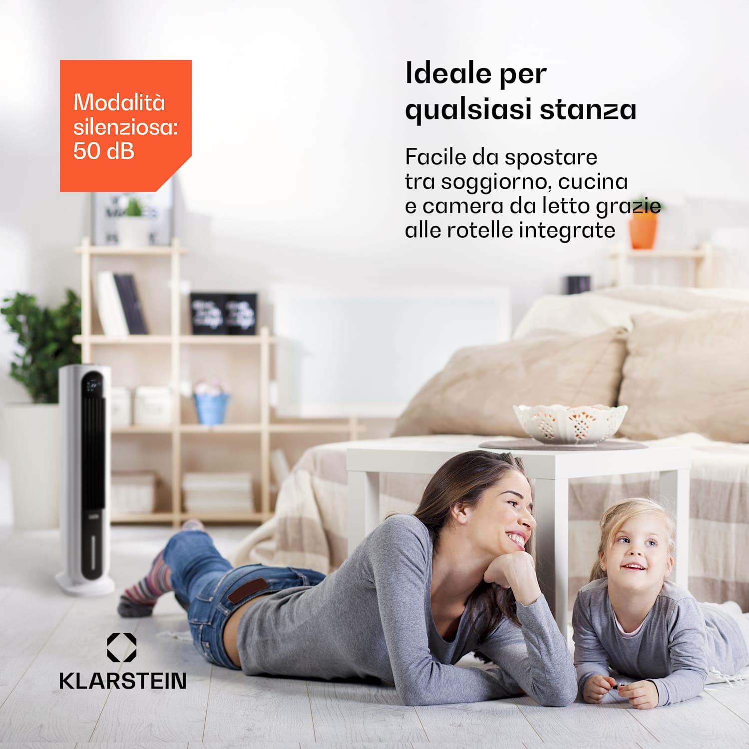 Polar Tower Smart, Ventilatore, Raffreddatore Evaporativo, Telecomando, 5 Piastre Eutettiche, 7L, 85W 