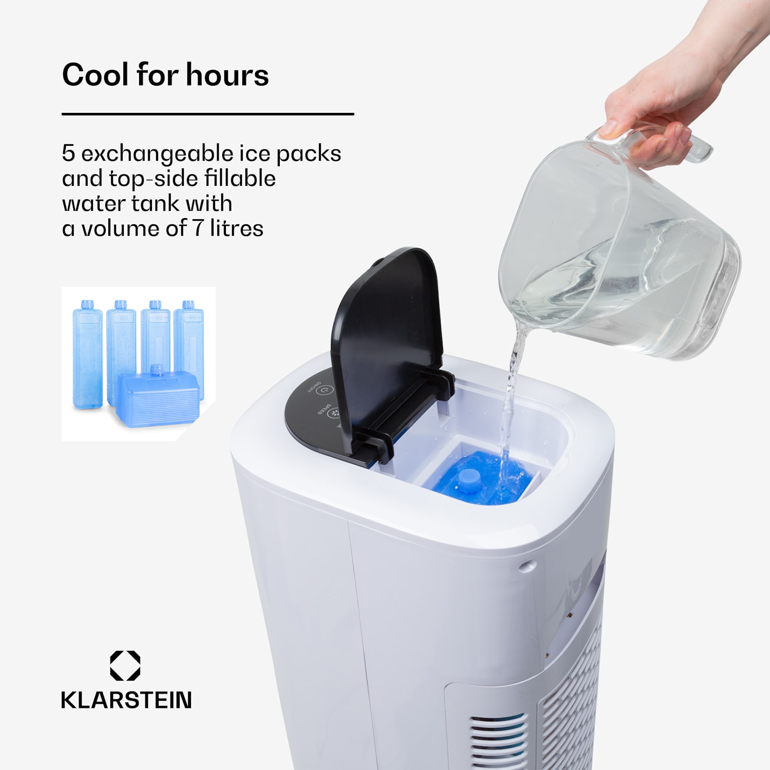 Polar Tower Smart ventilator luchtkoeler 7L 85W afstandsbediening 5x koelelement 330 m³/h | Ja | Wit