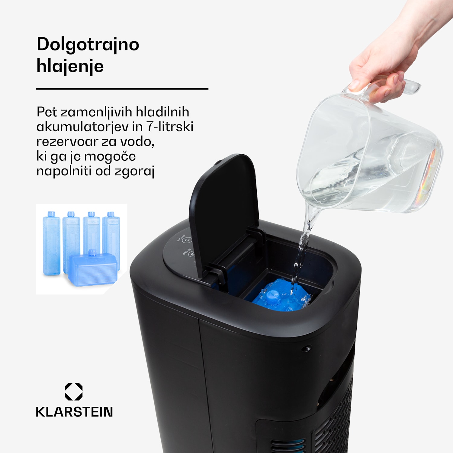 Polar Tower Smart, ventilator, hladilnik zraka, 7 L, 85 W, daljinski upravljalnik, 5 x hladilni boks 