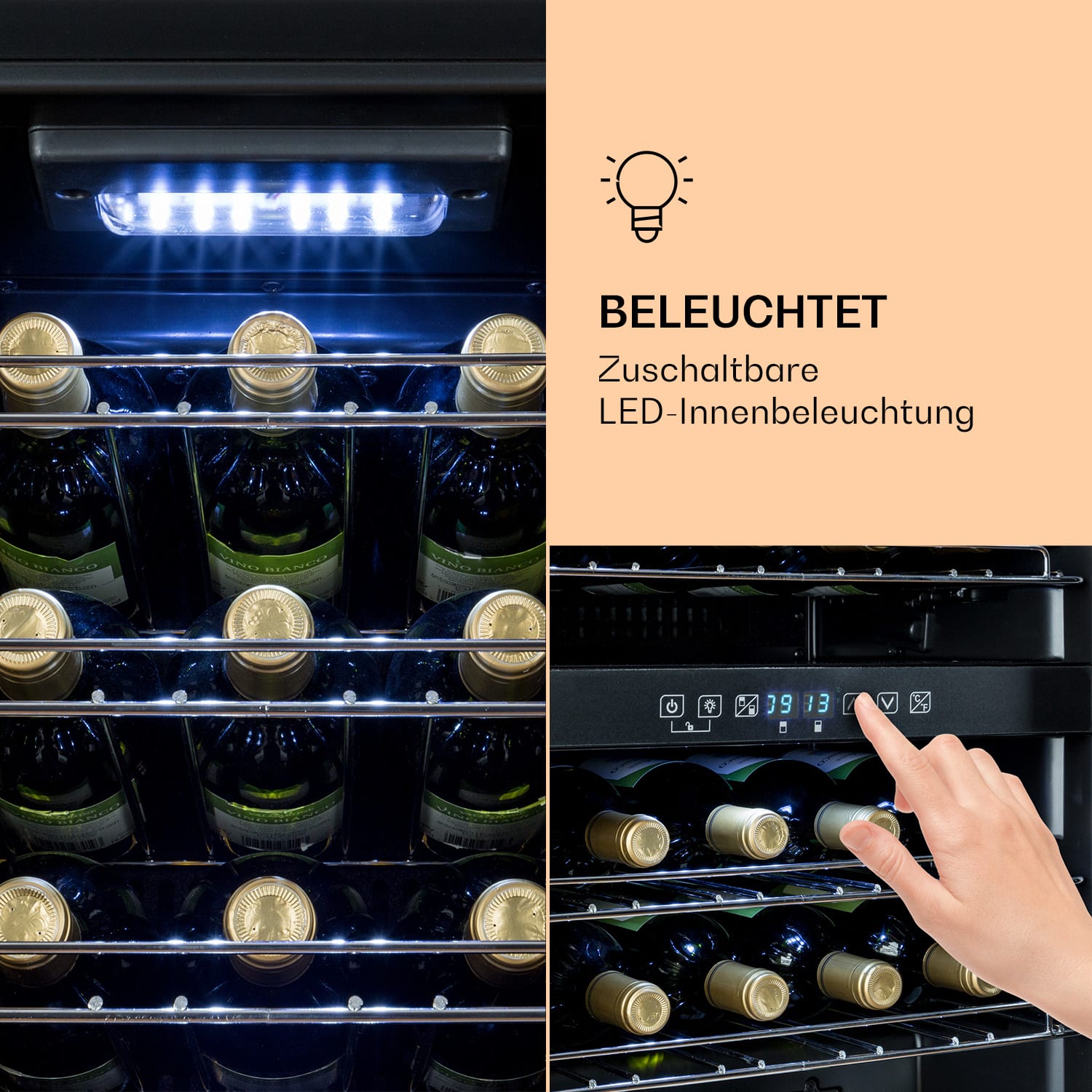 Shiraz 29 Duo Weinkühlschrank 2 Zonen 80L/29 Flaschen 5-22°C Touch 29 Flaschen | 2 Kühlzonen | Schwarz