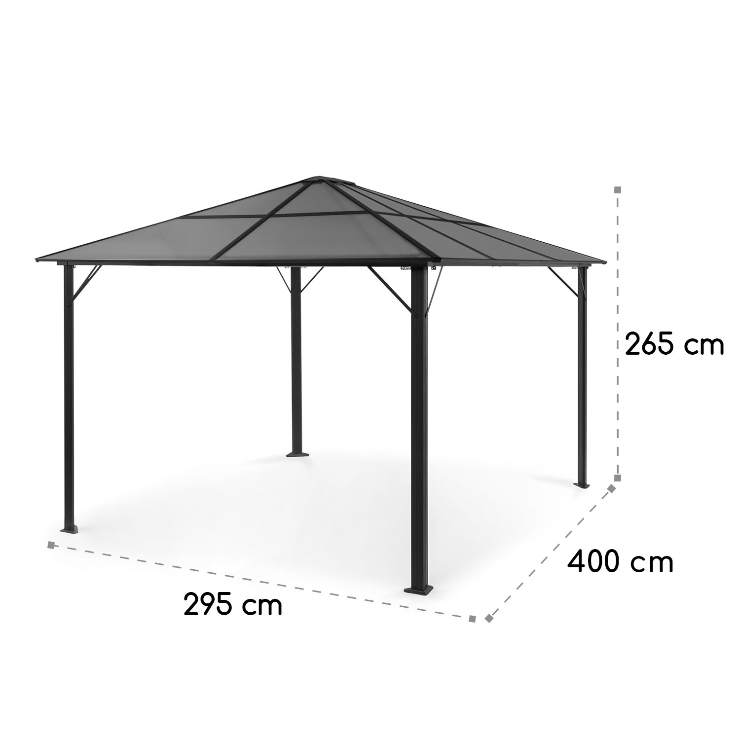 Pantheon Solid Sky Ambient Solar Pavillon 3x4m Polycarbonat Aluminium 3 x 4 m | Schwarz
