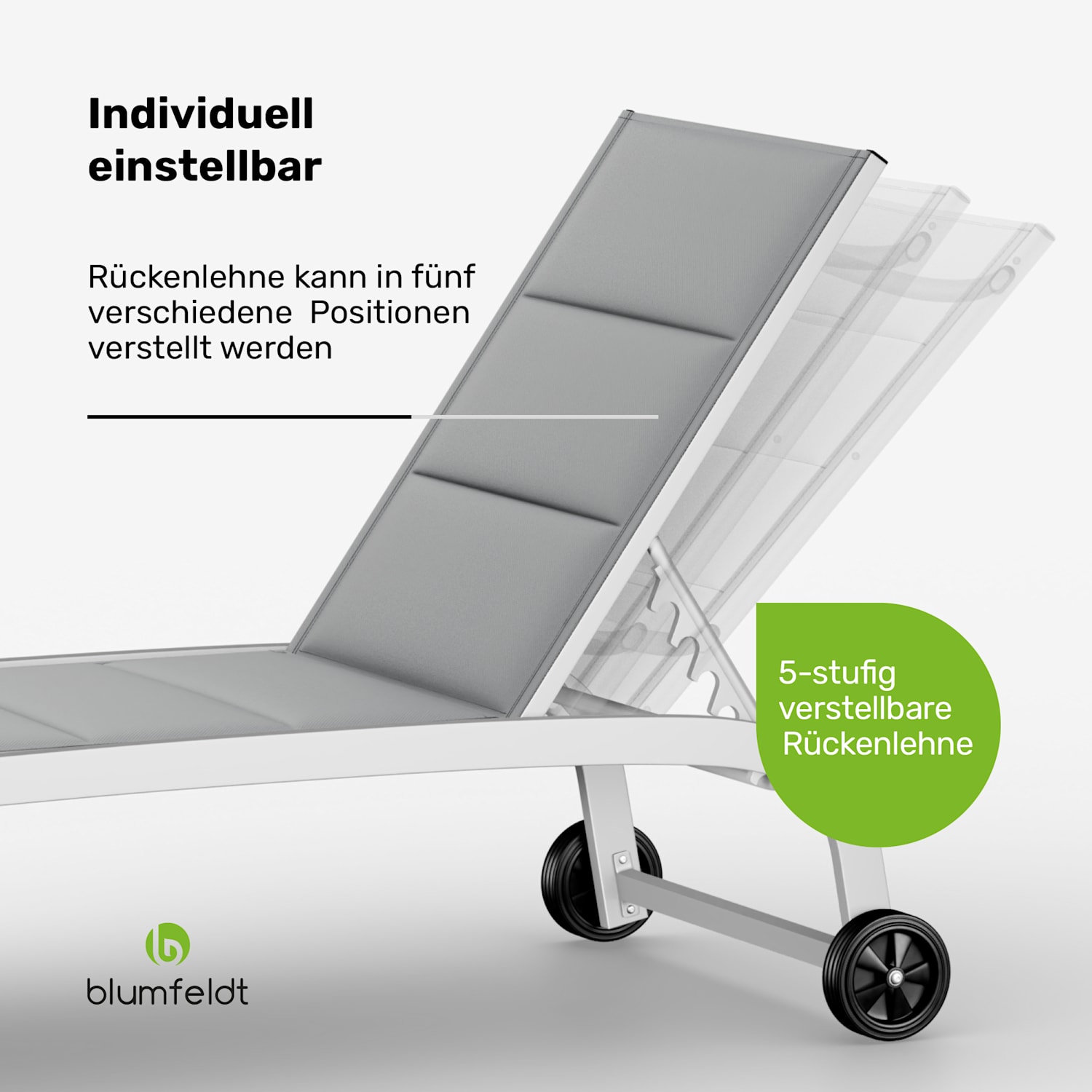 Limala Sonnenliege Lounger Stahl/Aluminium Textilene 150 kg mobil 