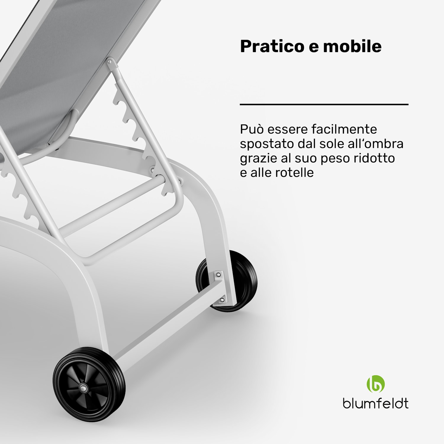 Limala - Lettino, acciaio/alluminio, textilene, 150 kg, mobile Bianco