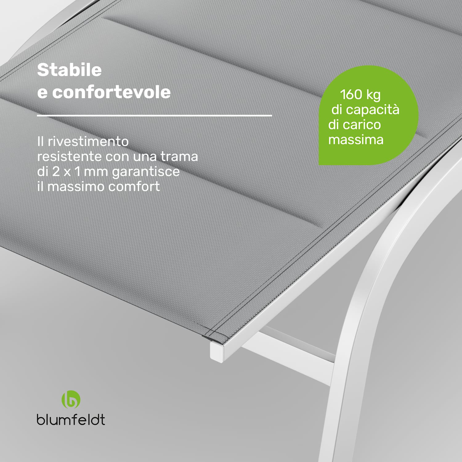 Limala - Lettino, acciaio/alluminio, textilene, 150 kg, mobile Bianco