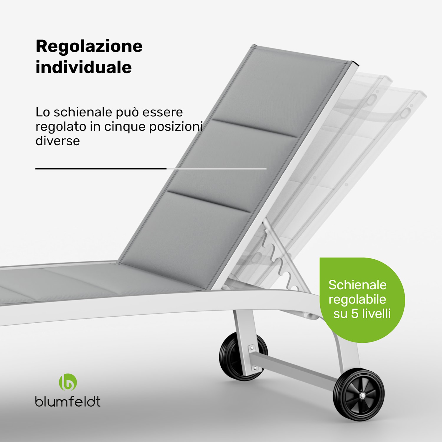 Limala - Lettino, acciaio/alluminio, textilene, 150 kg, mobile Bianco