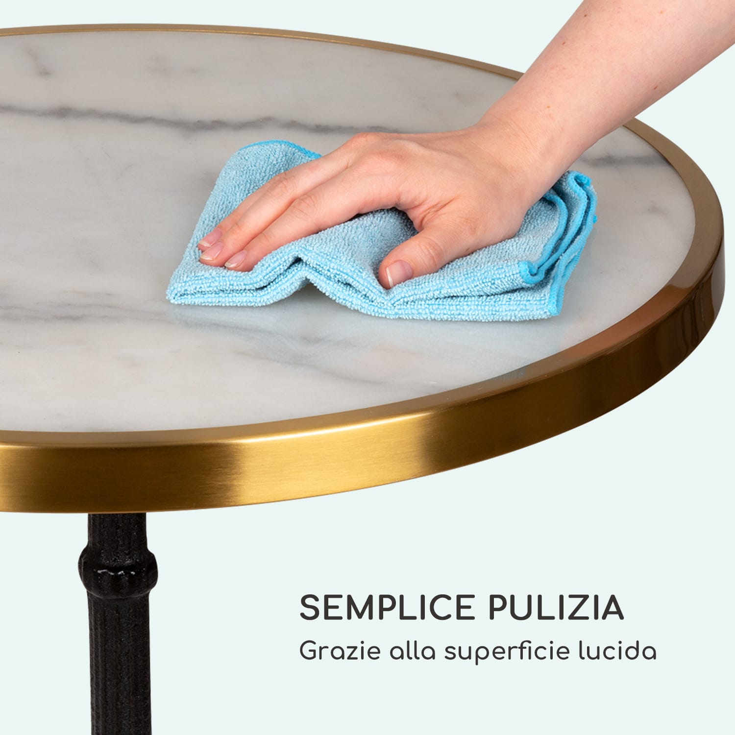 Patras Lux - Tavolino da bistrò con tre gambe d'appoggio, piano in marmo Ø: 57,5 cm, altezza: 72 cm Nero / Bianco marmo
